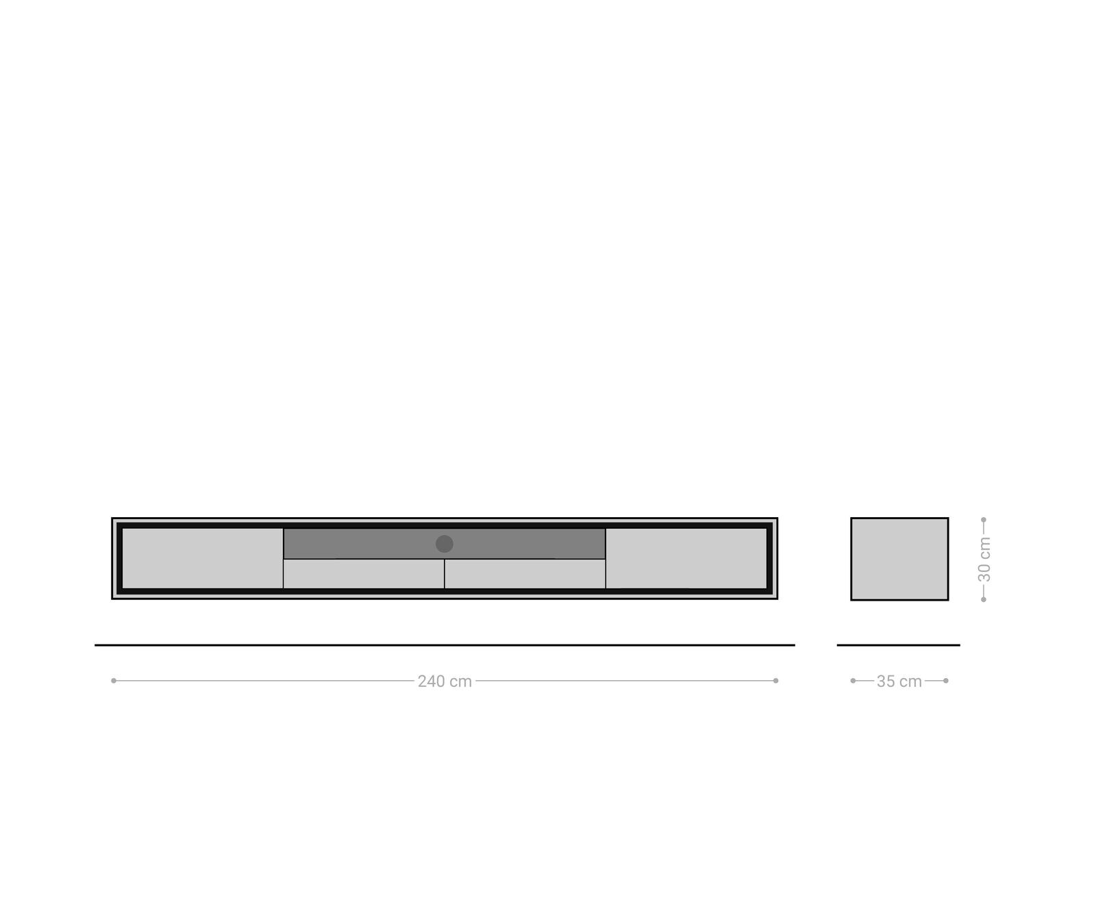 Нисък плот Stonegrace 240 cm естествен дъб 2 врати 1 отделение 2 чекмеджета каменен фурнир Плаващ 9