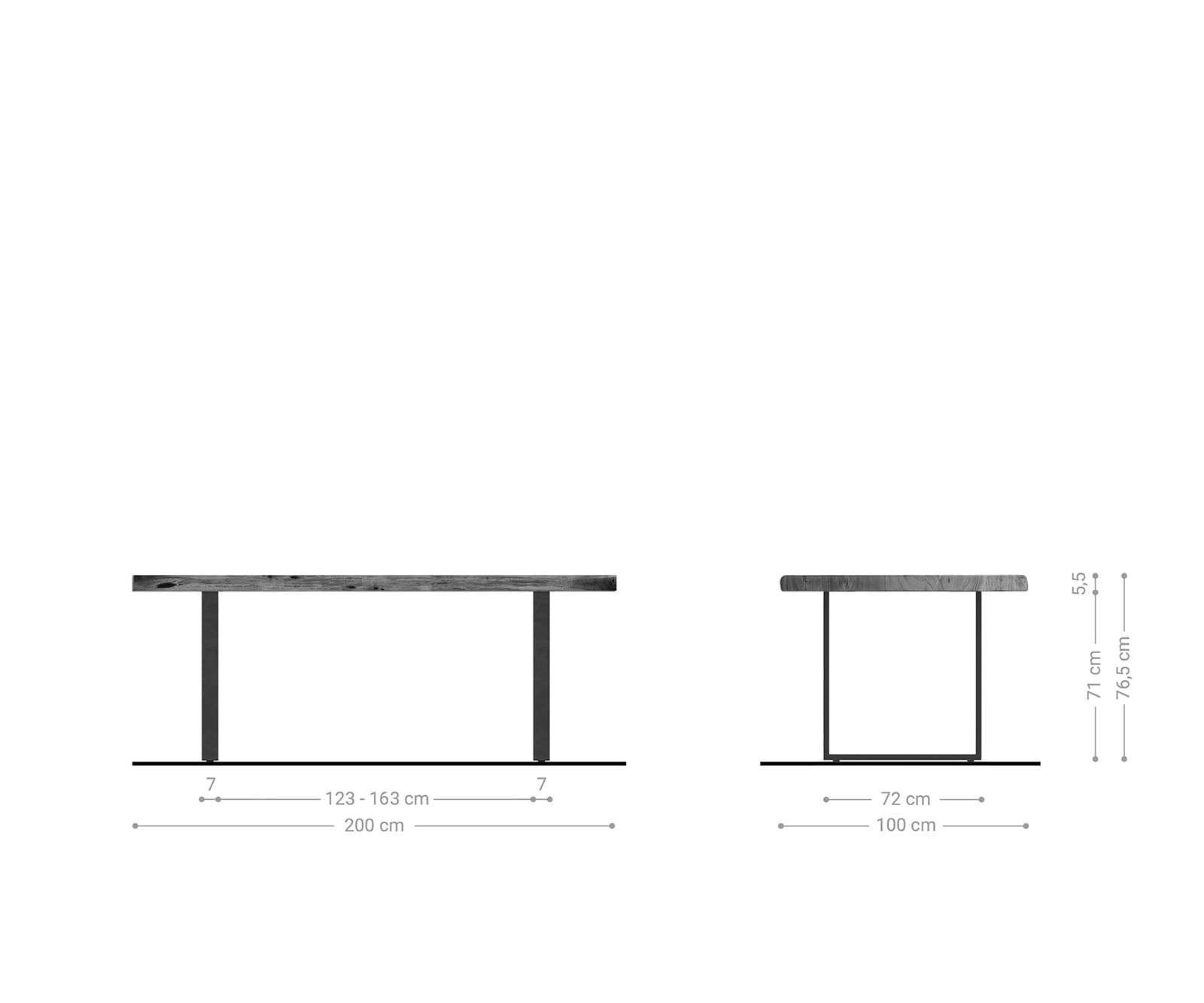 Маса 200x100 XL Акация Кафяв Метал Черен Edge 5 Маса 200x100 XL Акация Кафяв Метал Черен Edge 5
