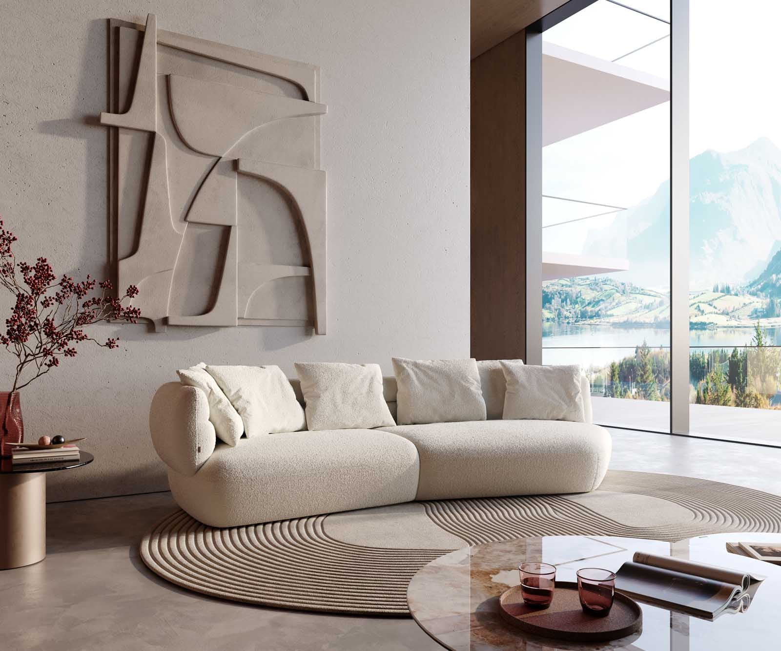 Диван Roya 320x140 cm Bouclé кремаво-бяло Диван Roya 320x140 cm Bouclé кремаво-бяло