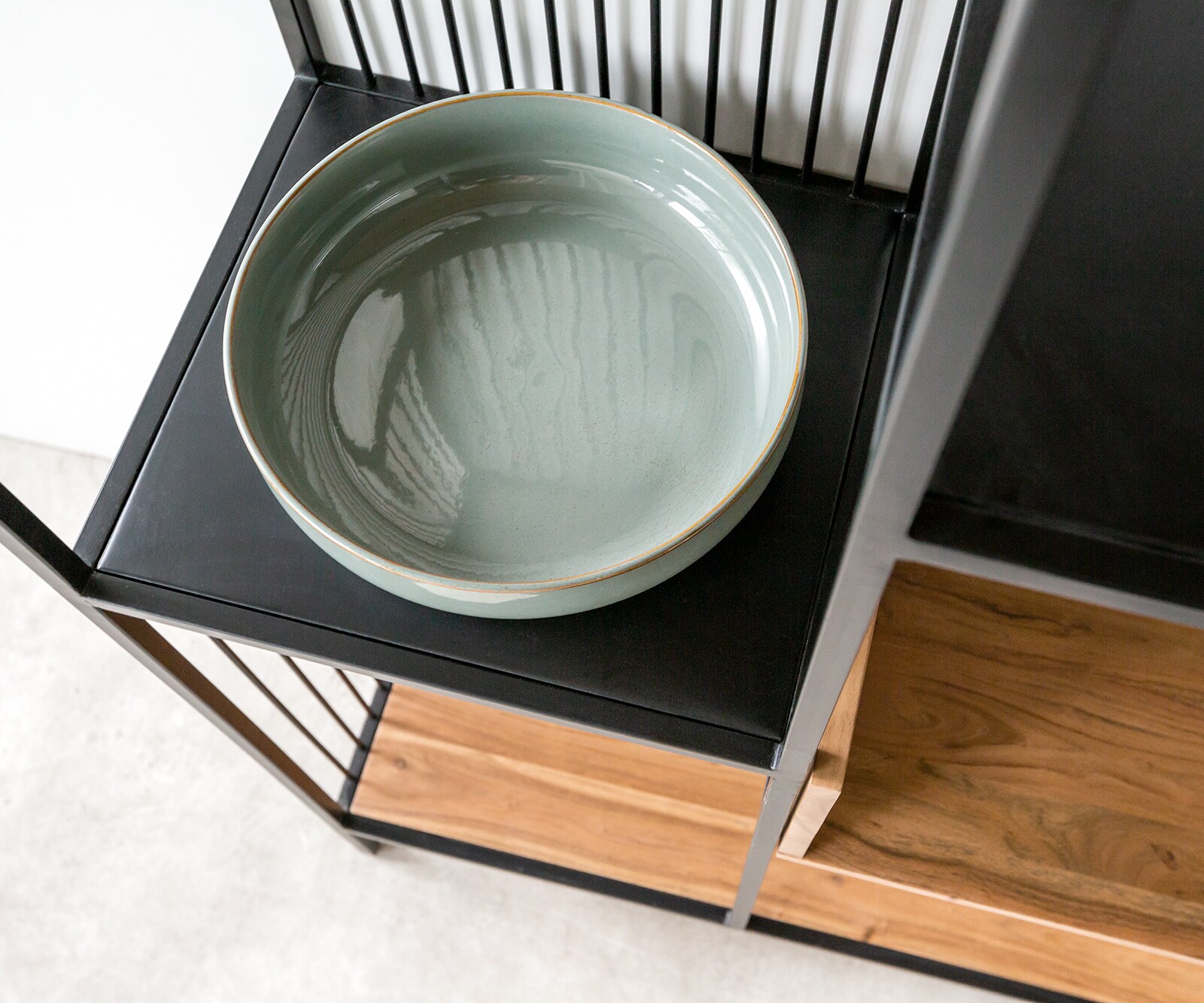 Библиотека Lukeo 115x200 cm естествена акация метал черен 5