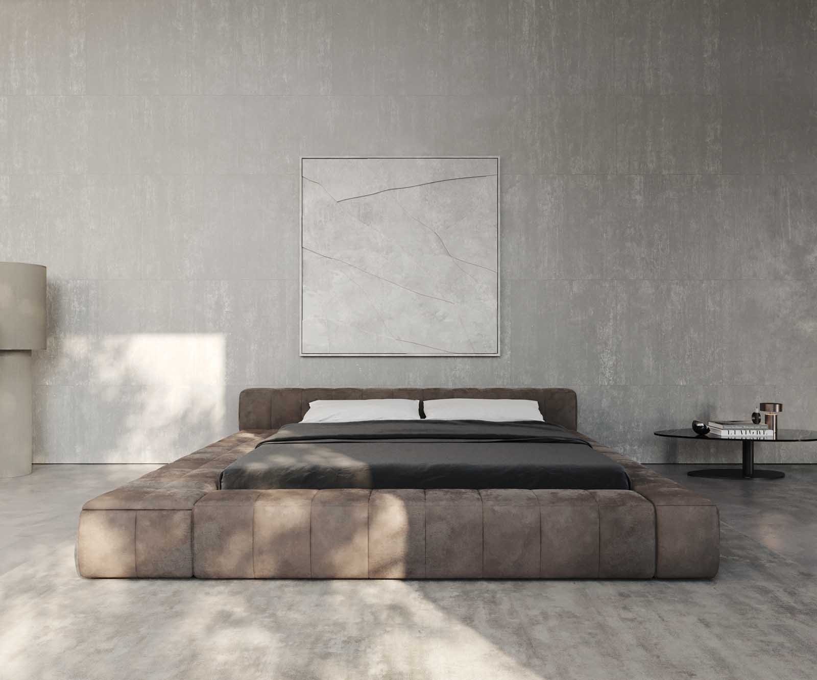 Тапицирано легло Espazio 180x200 cm, микрофибър, сиво, с място за съхранение 2