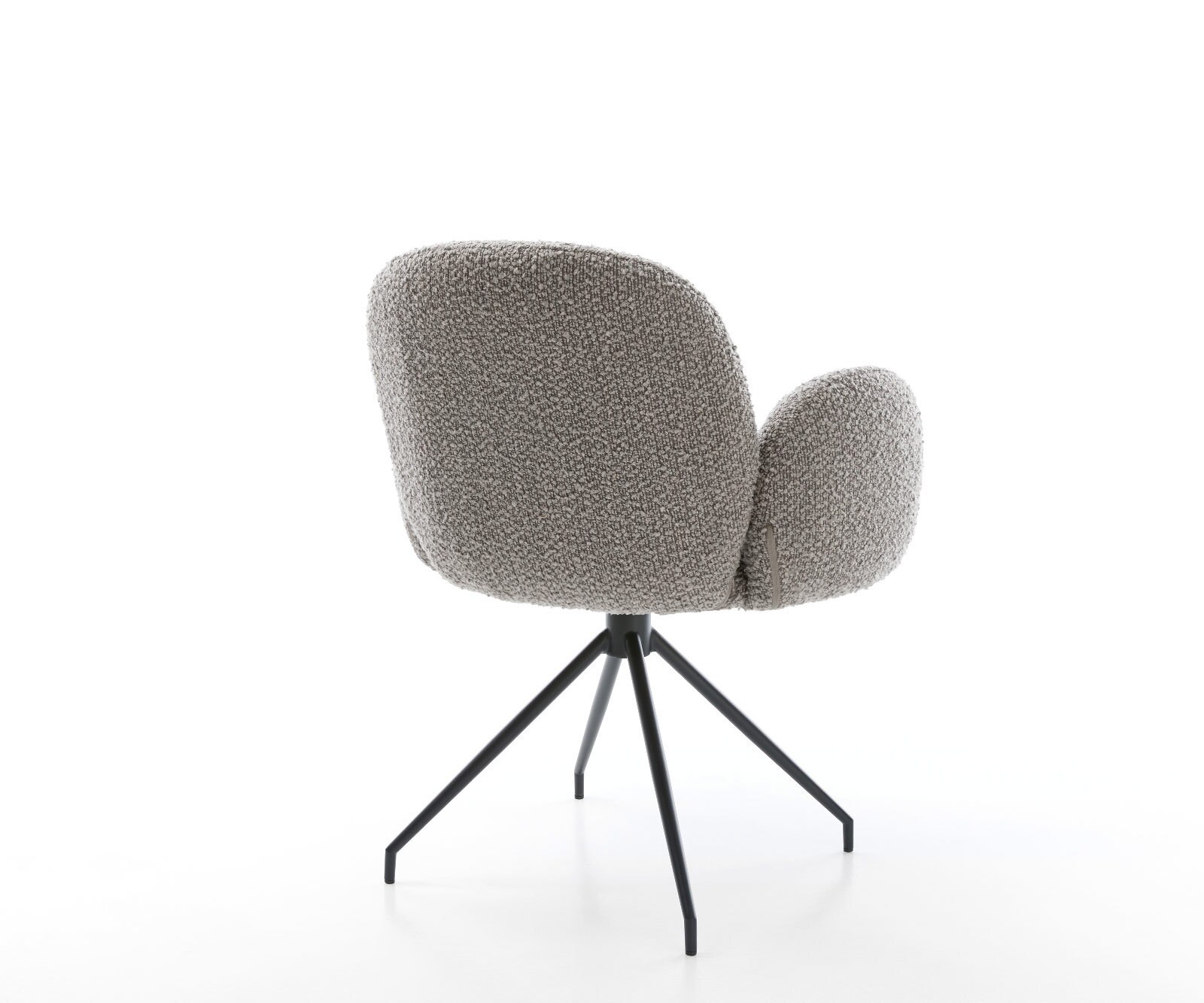 Врътящ се стол с подлакътници Букле СребристСив Конус крак кръгъл Черен 180° въртящ се Покет пружина Nube-Flex 4