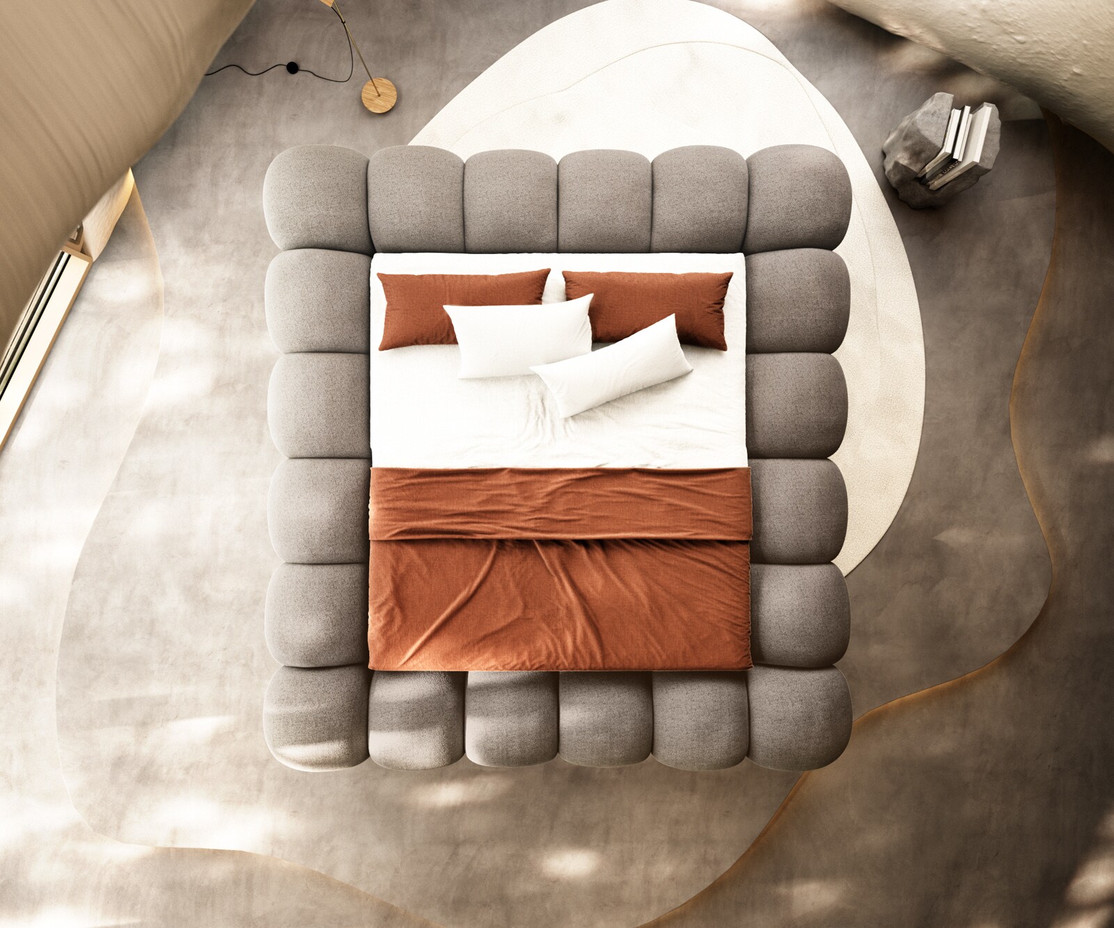 Тапицирана рамка за легло Perlla 180x200 cm текстурирана тъкан Soft Taupe 4