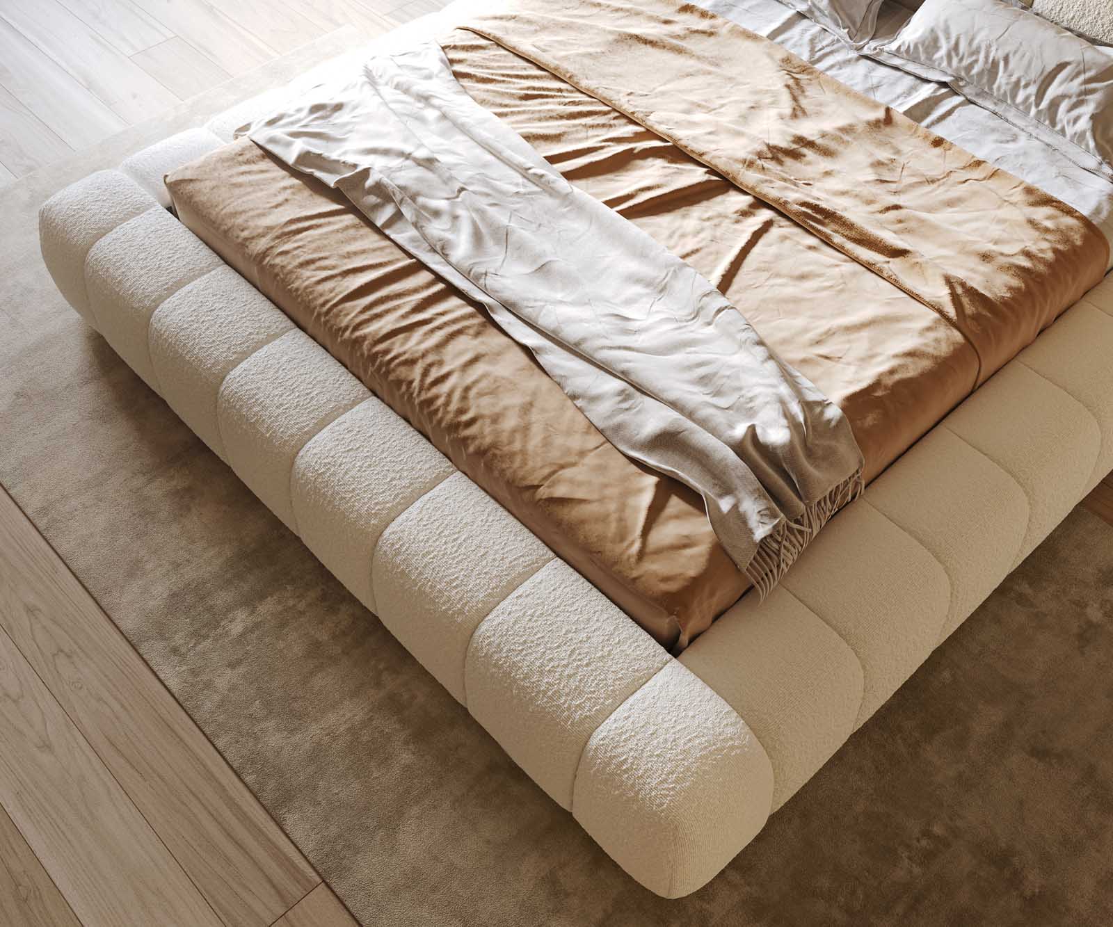 Тапицирано легло Cutio 180x200 cm Bouclé крем-бяло 5