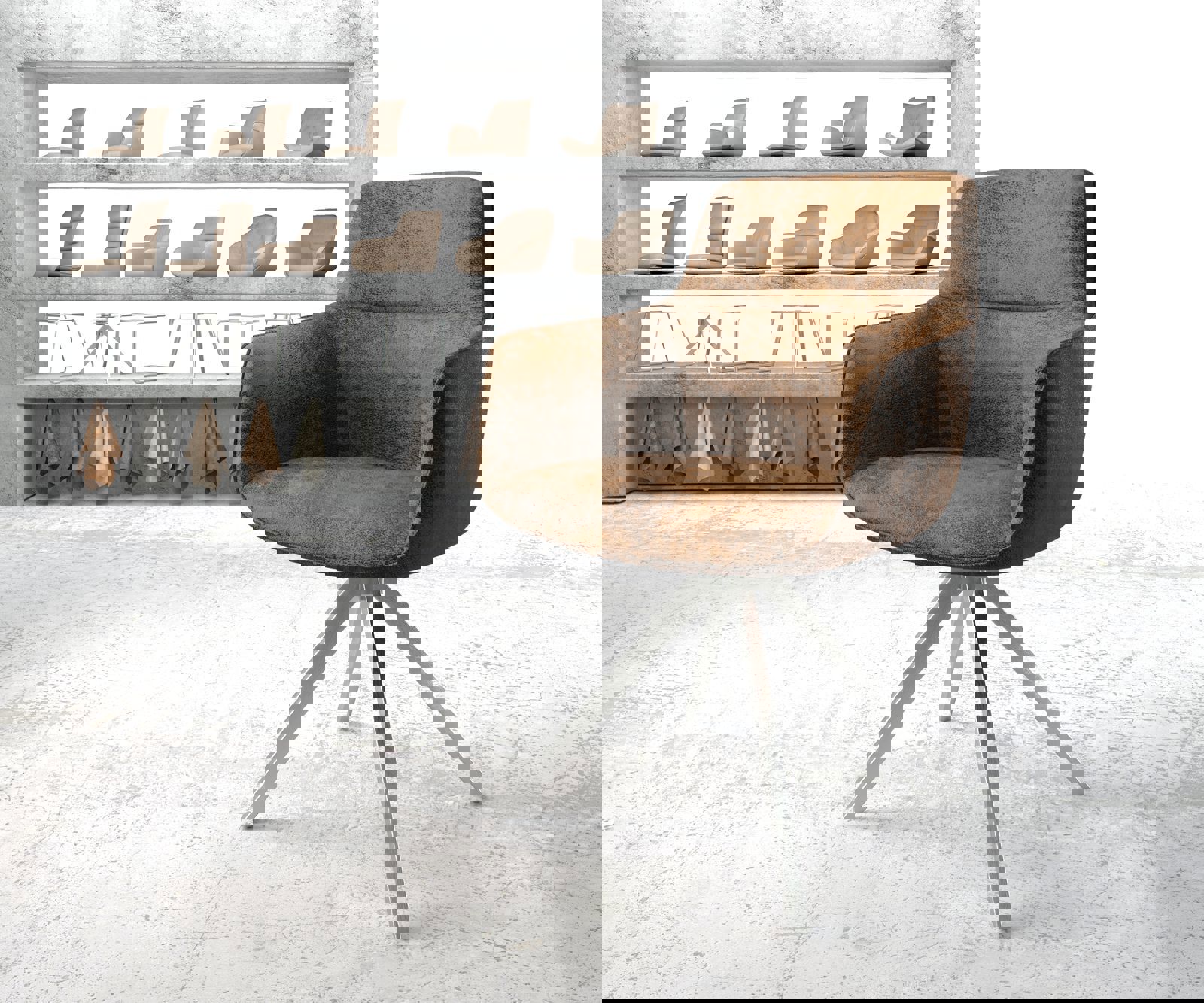 Въртящ се стол Pejo-Flex кафява антична кръстосана рамка ъглова неръждаема стомана въртящ се на 180°