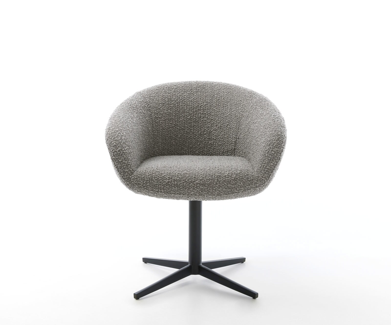 Врътящ се стол с подлакътници Букле СребристСив Офис основа Черен 360° въртящ се Покет пружина Vinka-Flex 2