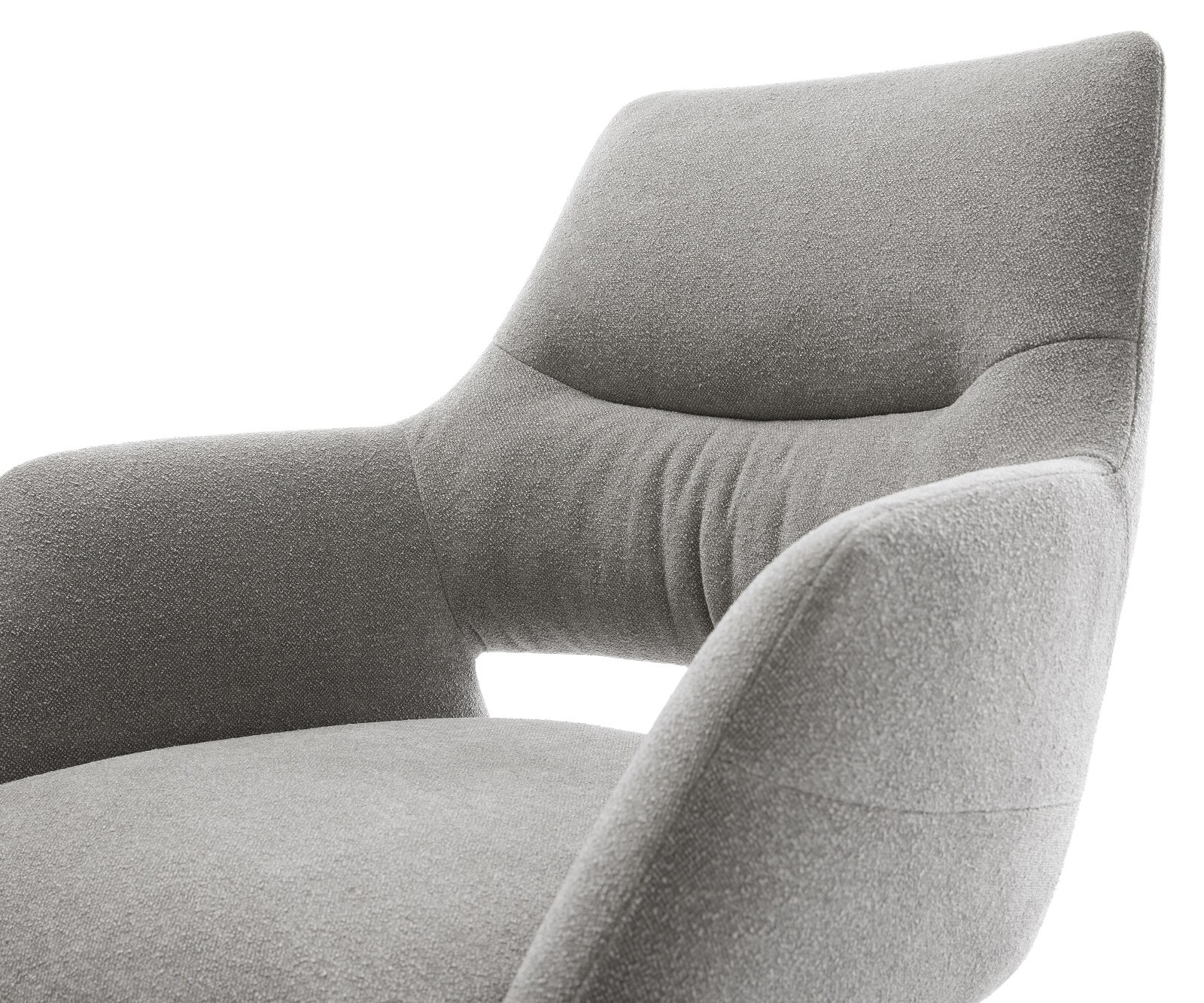 Въртящ се стол Yago-Flex с подлакътници, Текстурирана тъкан Меко сиво, Кръстосана рамка широка, Неръждаема стомана, Въртене на 360°, Люлееща се функция, Ядро от джобни пружини 4