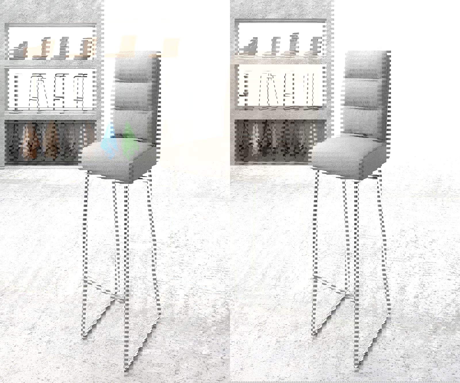 Барстол Pela-Flex Stripes Светлосиво Основа за шейни от неръждаема стомана