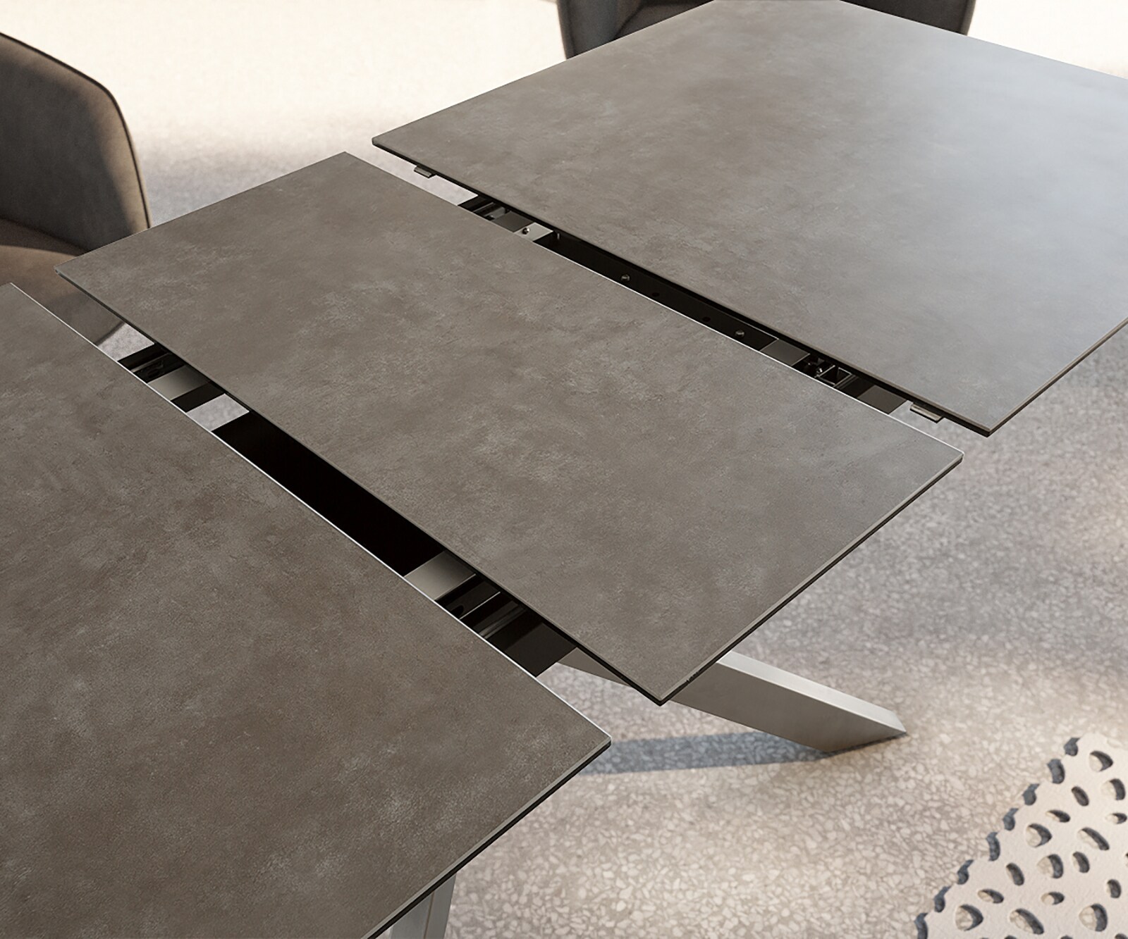 Маса 160/200x90 cm Keramik Кафяв Неръждаема стомана разтегателна Daven 4