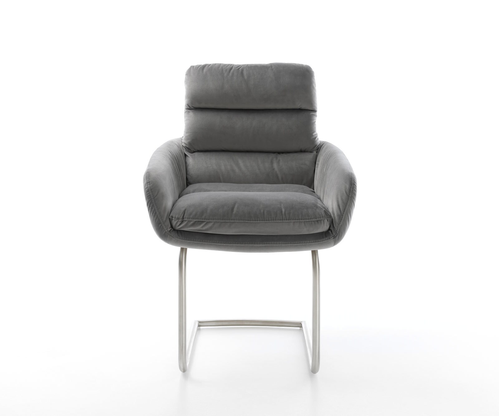 Люлеещ стол с подлакътници Кадифе Сив Конзолен крак кръгъл Неръждаема стомана Abelia-Flex 2