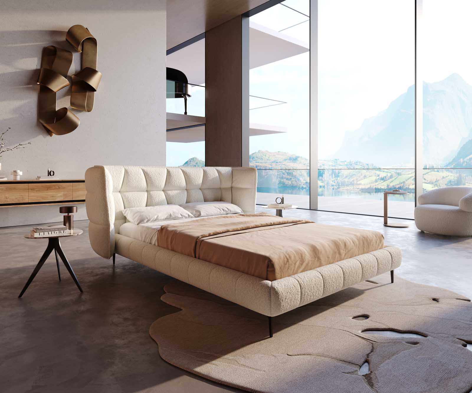 Тапицирана основа за легло Capujo 140x200 cm, кремаво-бяло Тапицирана основа за легло Capujo 140x200 cm, кремаво-бяло