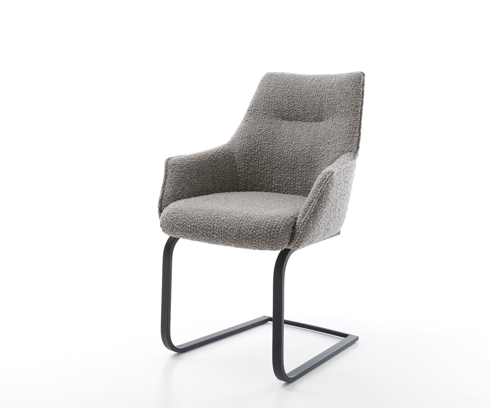 Люлеещ стол с подлакътници Букле Сребристо сив Конзолен крак плосък Черен Покет пружина Alja-Flex 1