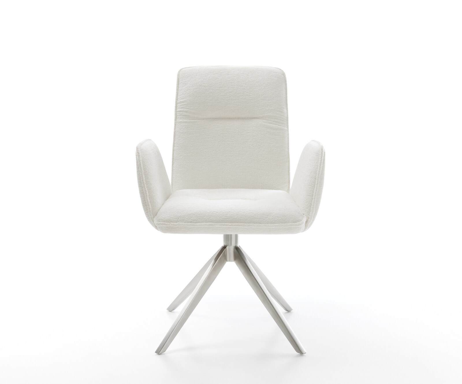 Въртящ се стол Vinja-Flex Bouclé Soft Beige Кръстосана рамка широка Неръждаема стомана Въртене на 360° Люлееща се функция 2