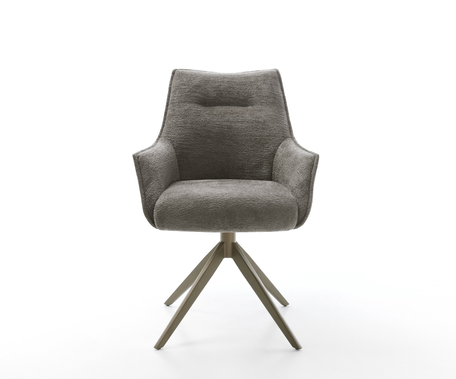 Въртящ се стол Alja-Flex с подлакътници Bouclé Soft mud Кръстосана рамка широка Ефектно покритие Титан 360° въртене Люлееща се функция Ядро от джобни пружини 2