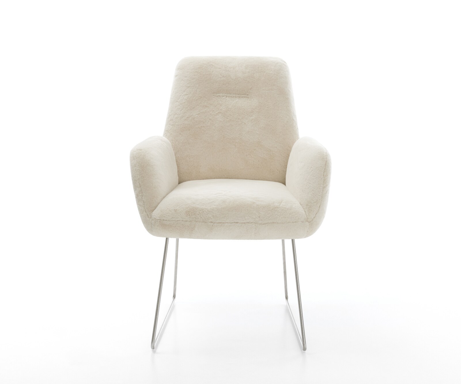 Стол за хранене Zoa-Flex плюшена кремаво-бяла основа от неръждаема стомана с джобни пружини 2