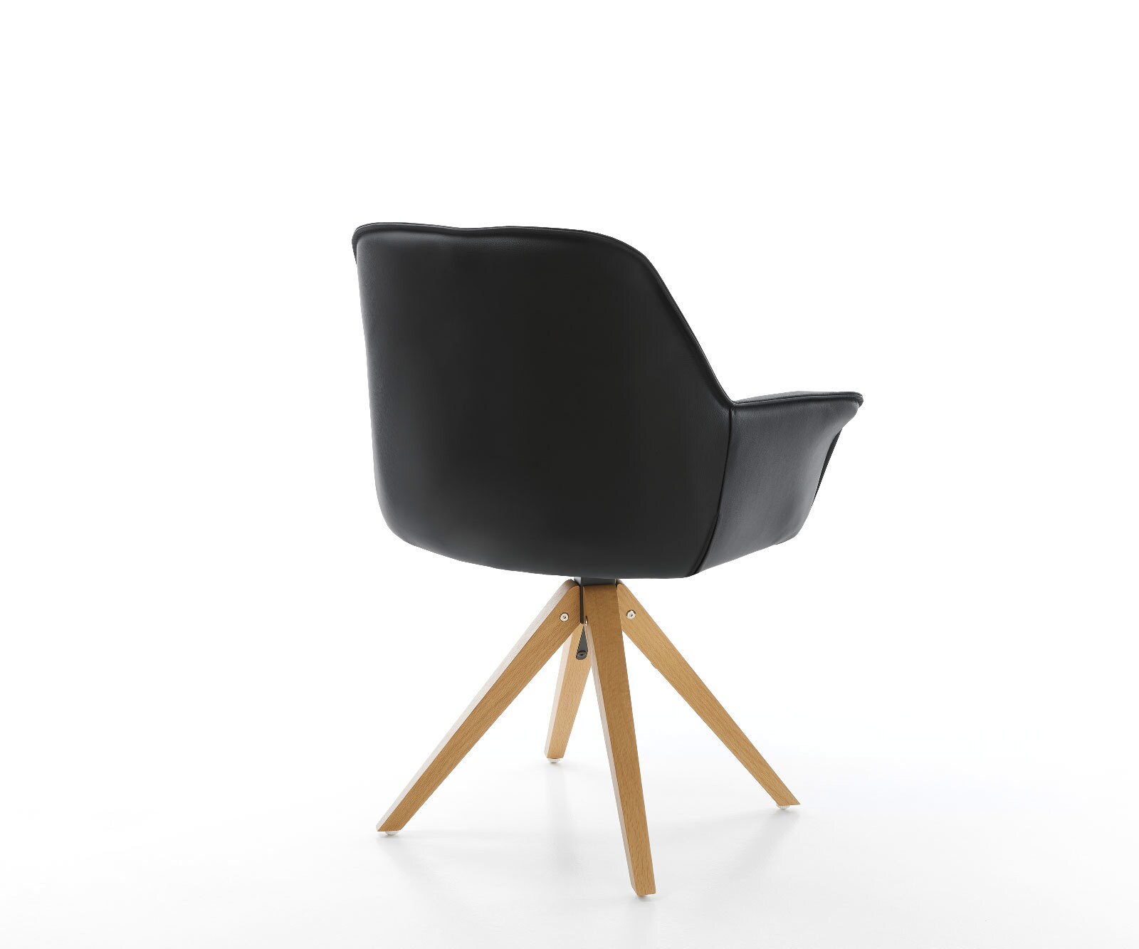 Врътящ се стол с подлакътници Естествена кожа Черен Дървена рамка  180° въртящ се Keila-Flex 5 Врътящ се стол с подлакътници Естествена кожа Черен Дървена рамка  180° въртящ се Keila-Flex 5