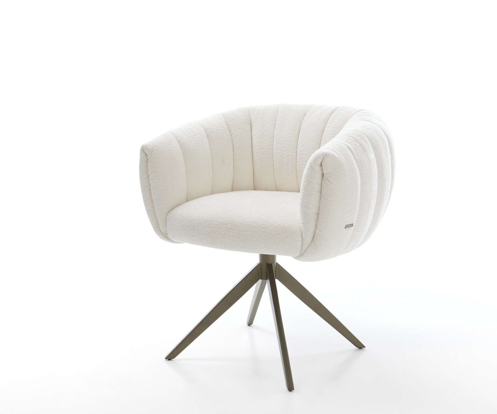 Въртящ се стол Jada-Flex Букле Soft Beige Кръстосана рамка широка Ефектно покритие Титан 360° завъртане Люлееща се функция Ядро от джобни пружини