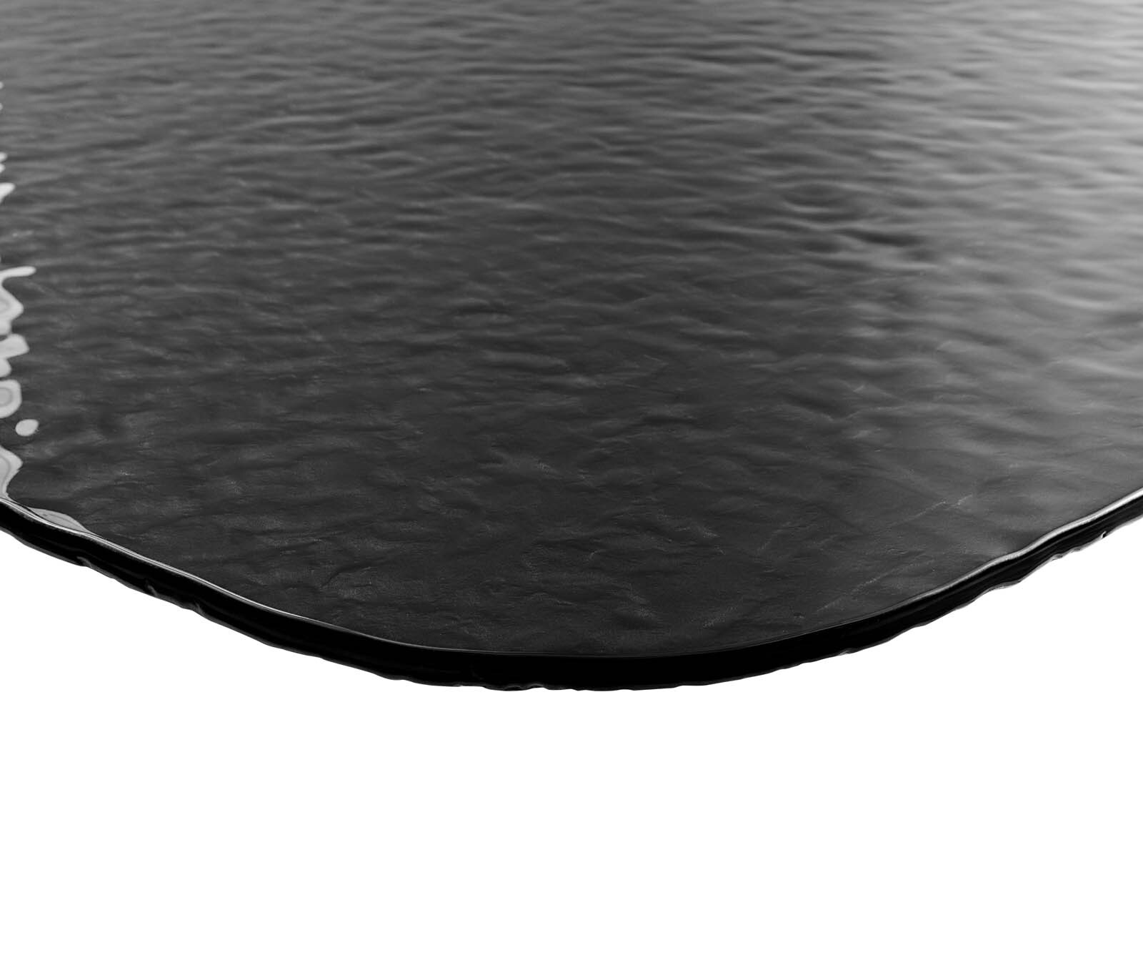 Маса Boot 240x120 РелефноСтъкло ОпушеноЧерен 3D-Design V-Рамка плоска стомана Черен Edge 5