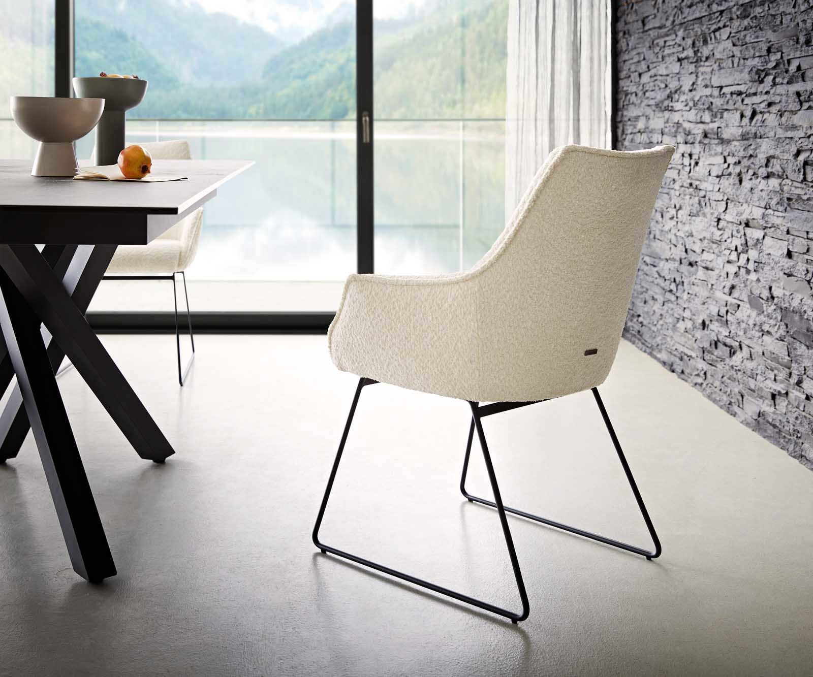 Стол Букле Бяло Извити крака Черни Покет пружина Alja-Flex 4 Стол Букле Бяло Извити крака Черни Покет пружина Alja-Flex 4