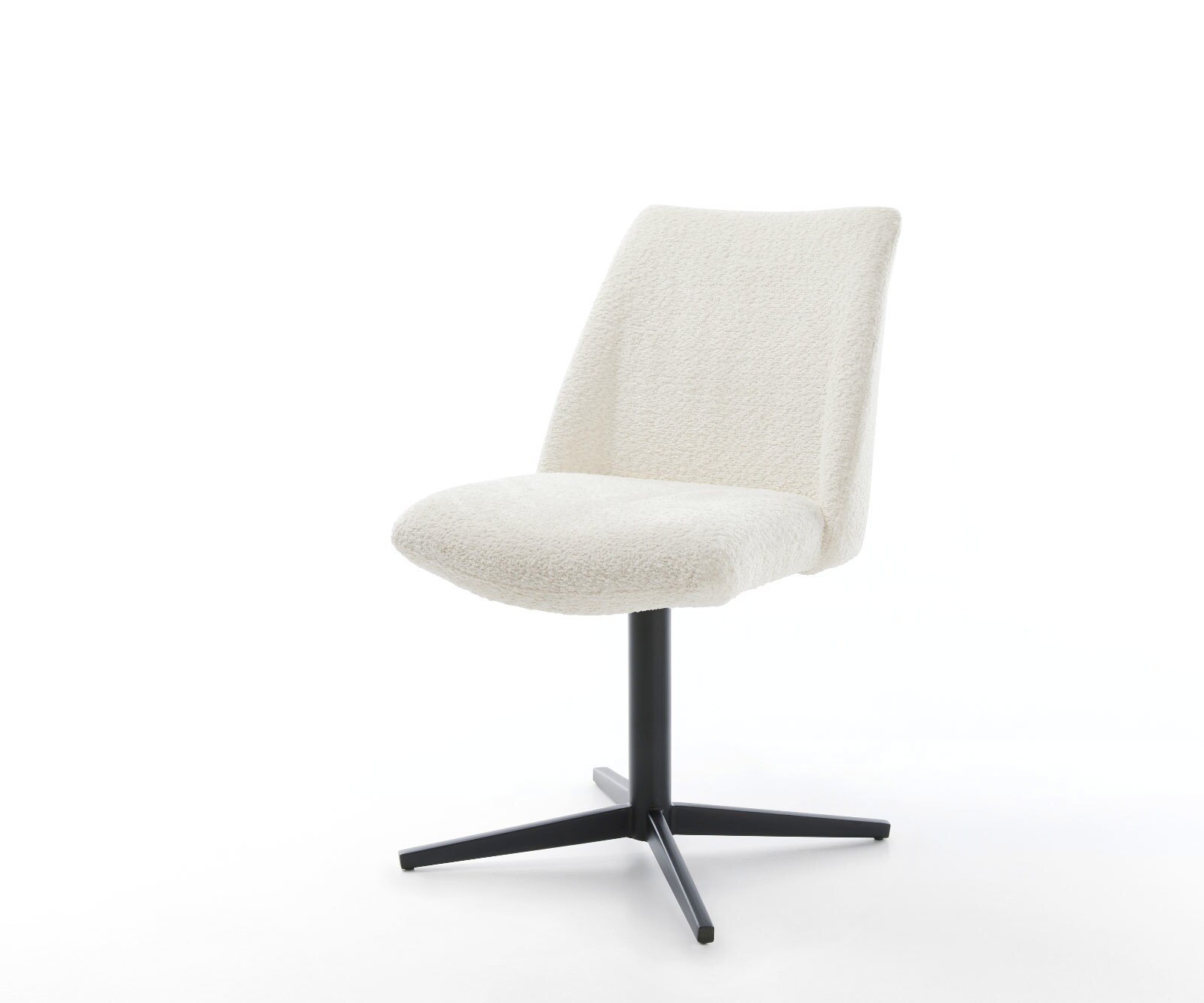 Врътящ се стол Букле Бял Офис основа Черен 360° въртящ се Покет пружина Elso-Flex