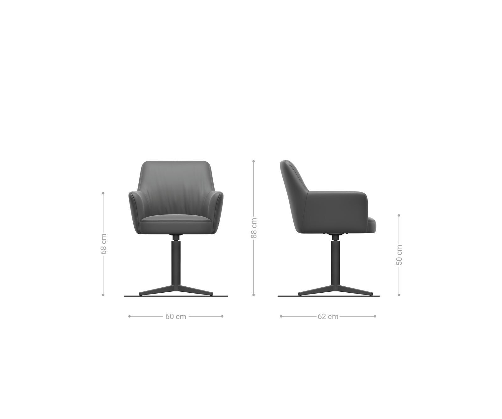 Врътящ се стол с подлакътници Корд СребристСив Офис основа Неръждаема стомана 360° въртящ се Покет пружина Xana-Flex 6