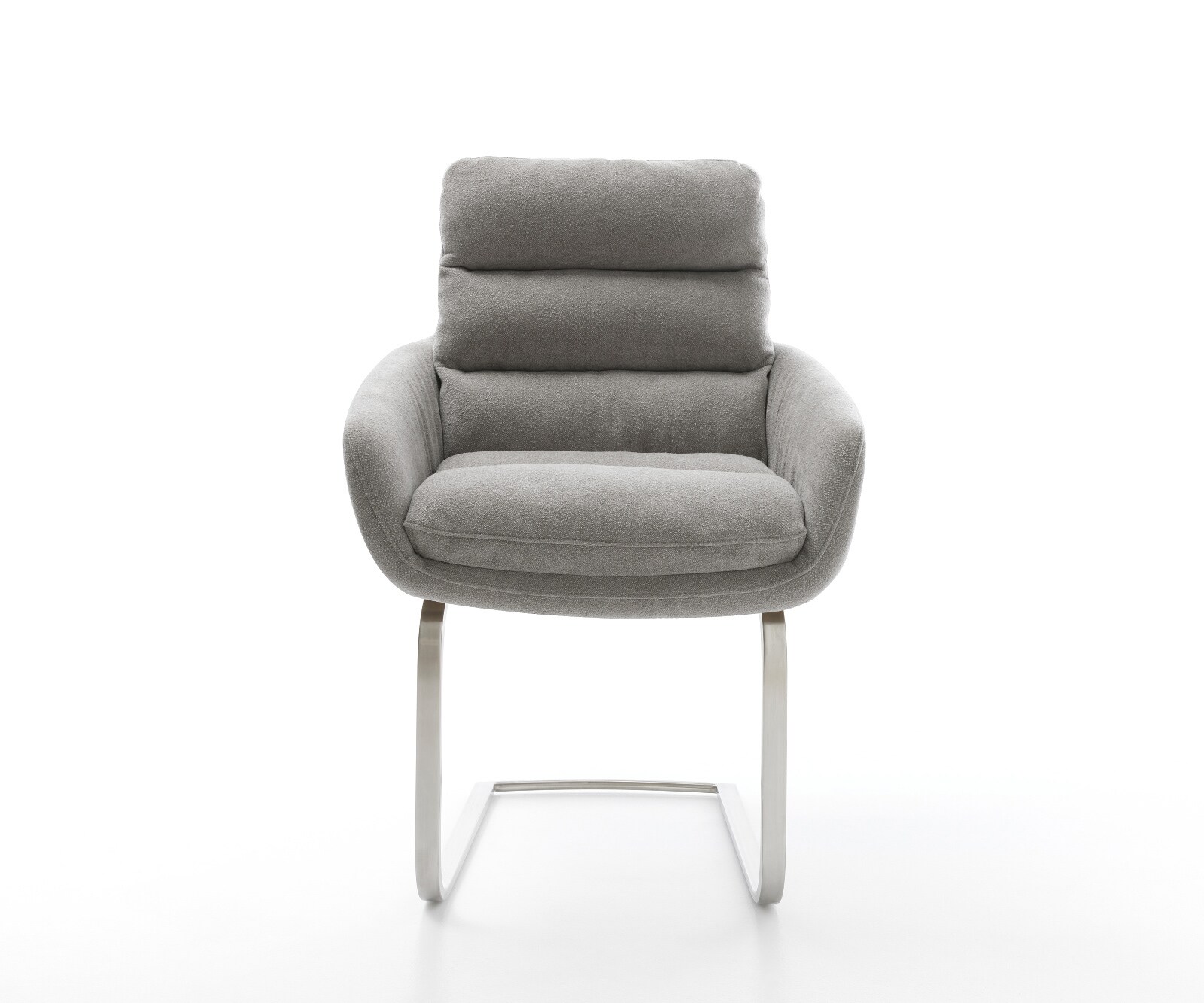 Конзолен стол Abelia-Flex с подлакътници текстурирана тъкан меко сиво конзолен стол плосък от неръждаема стомана 1