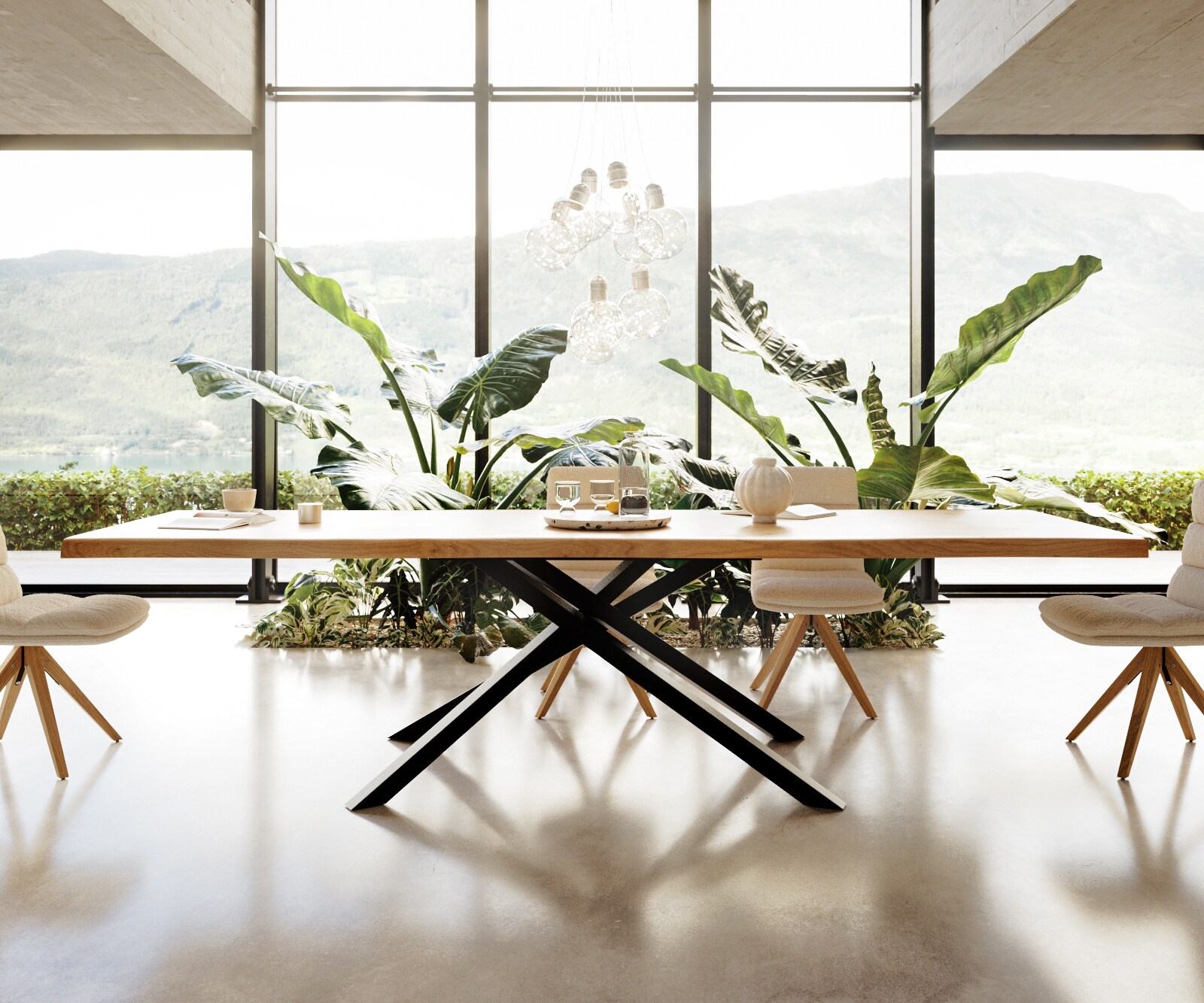 Маса 300x100 Дъб Натурал КръстРамка Правоъгълник Черен Edge 4