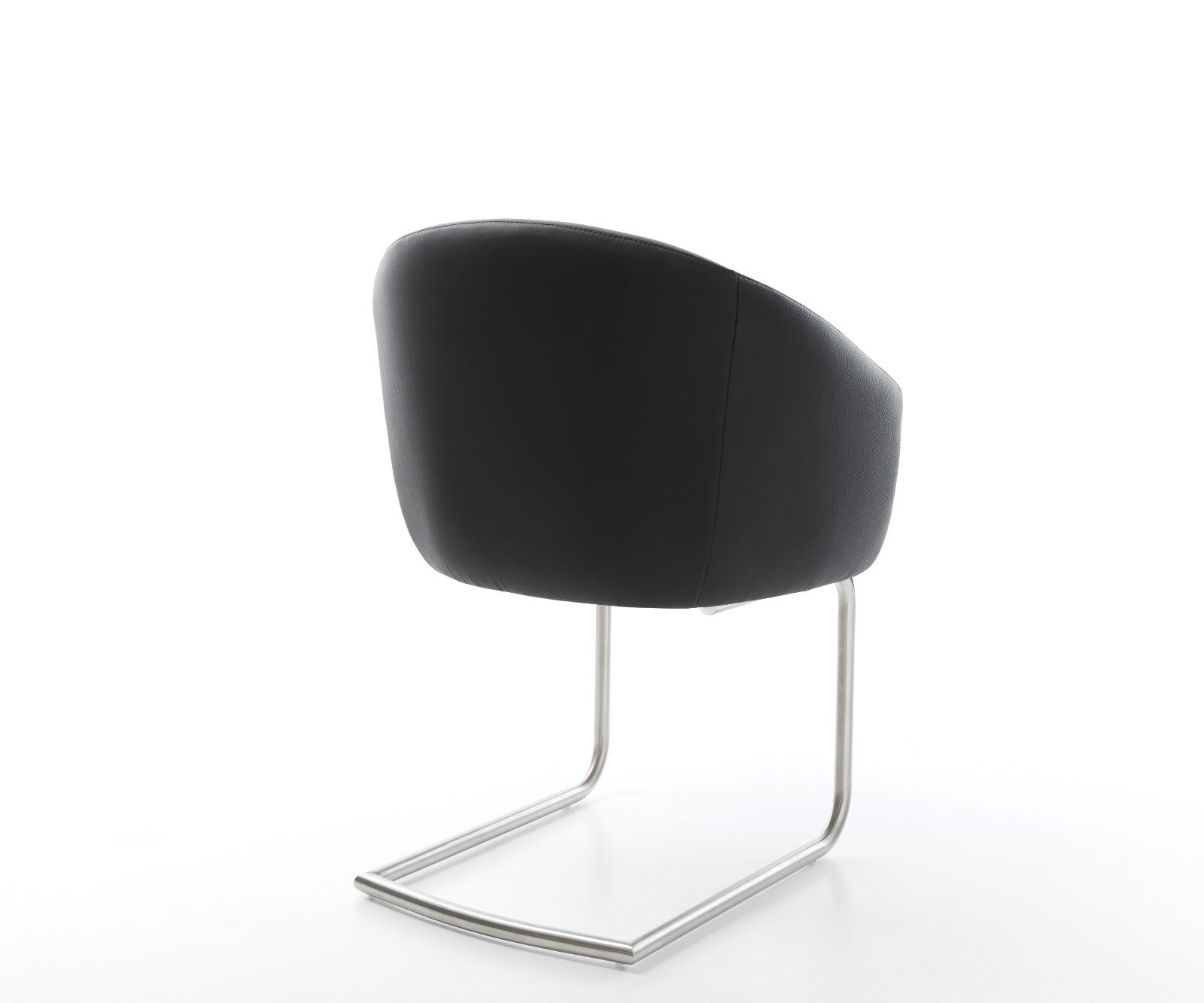 Люлеещ стол с подлакътници Естествена кожа Черен Конзолен крак кръгъл Неръждаема стомана Покет пружина Caja-Flex 5