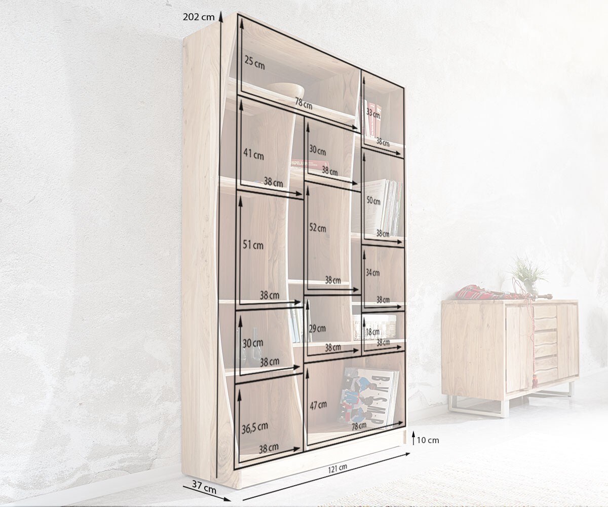 комплект от 2 подови етажерки Live-Edge 240 cm, естествена акация 10