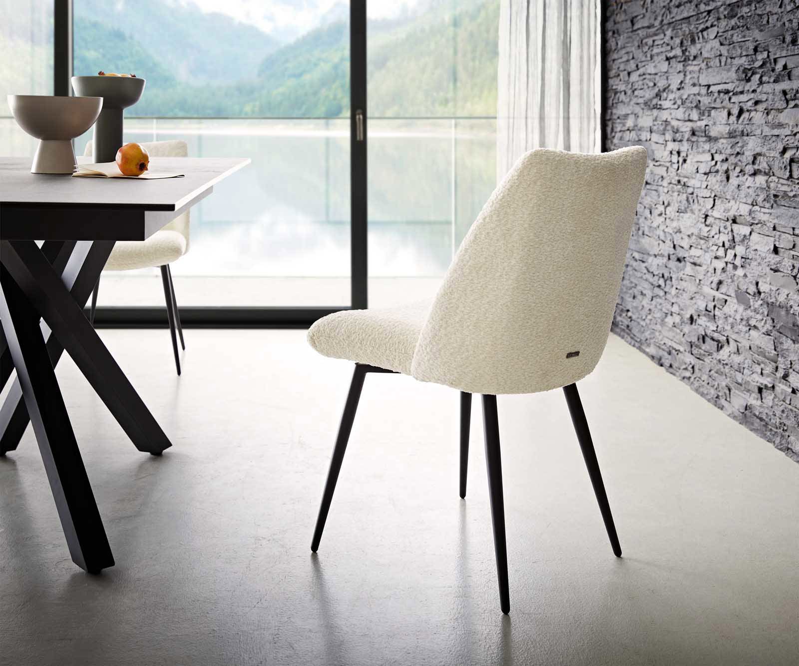 Трапезен стол Букле Бял 4 крака конични Черен Покет пружина Elso-Flex 4 Трапезен стол Букле Бял 4 крака конични Черен Покет пружина Elso-Flex 4