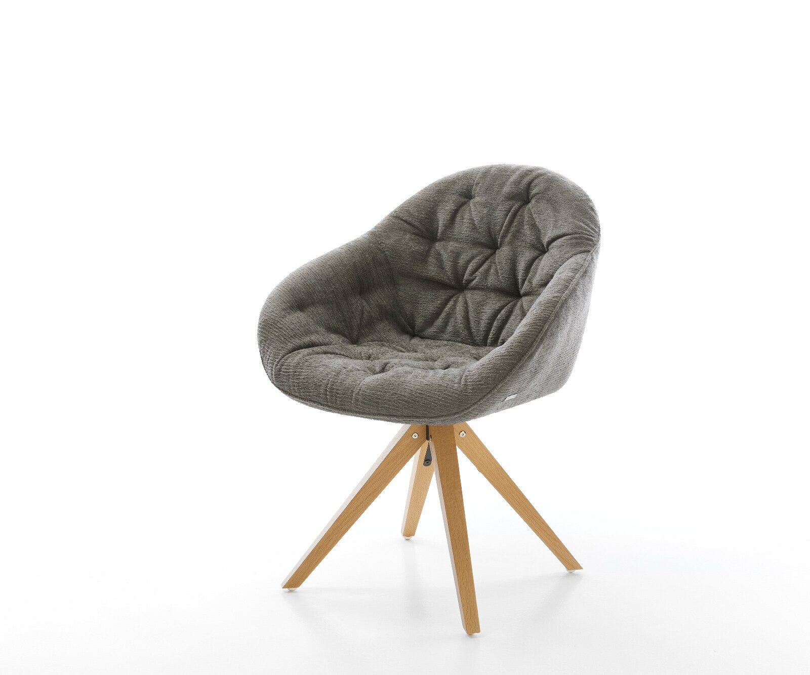 Въртящ се стол Gaio-Flex Bouclé Soft, цвят „кал“, дървена рамка с остри ръбове, естествен цвят, завъртащ се на 180° 1