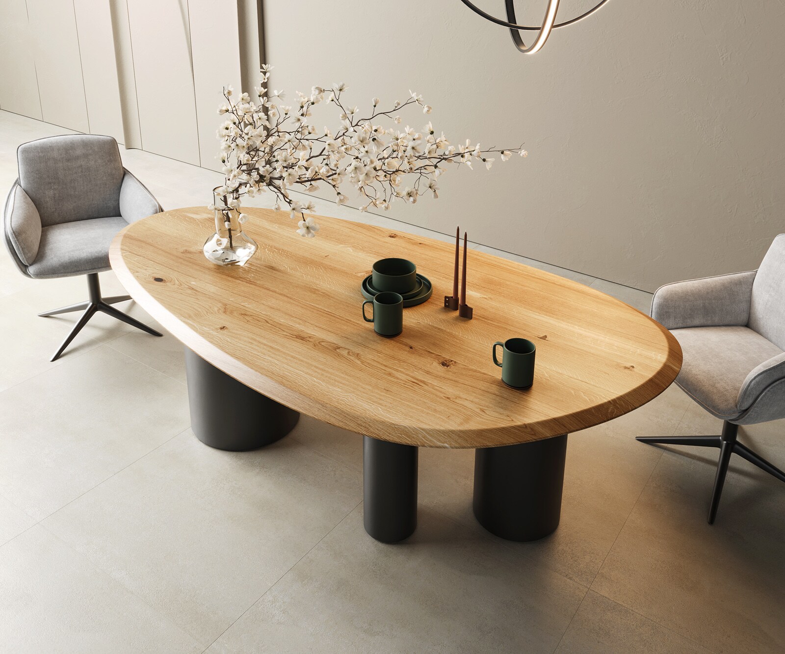 Edge маса за хранене от масивна дървесина Flow Edge Oval