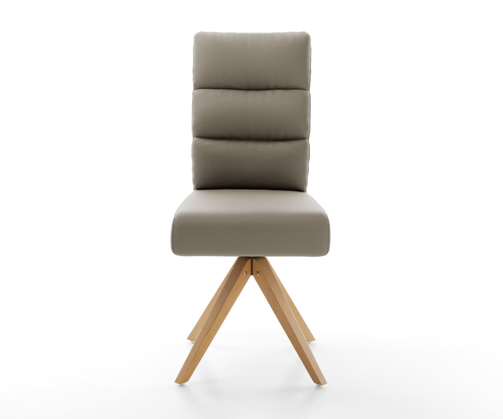 Врътящ се стол Естествена кожа Сиво-Кафяв Дървена рамка  180° въртящ се Покет пружина Pela-Flex 2