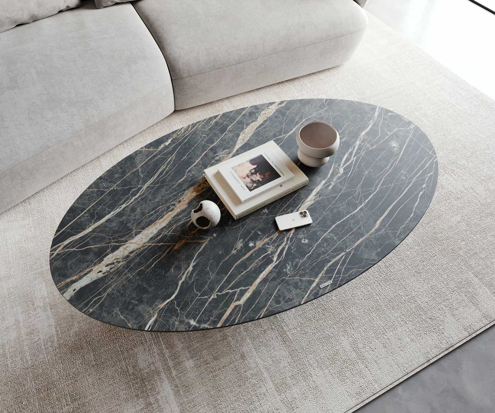 Холна маса Casilda 150x90 см Керамика Laminam®Noir Desir Кафяв, Основа с Ефектен финиш Titan  6