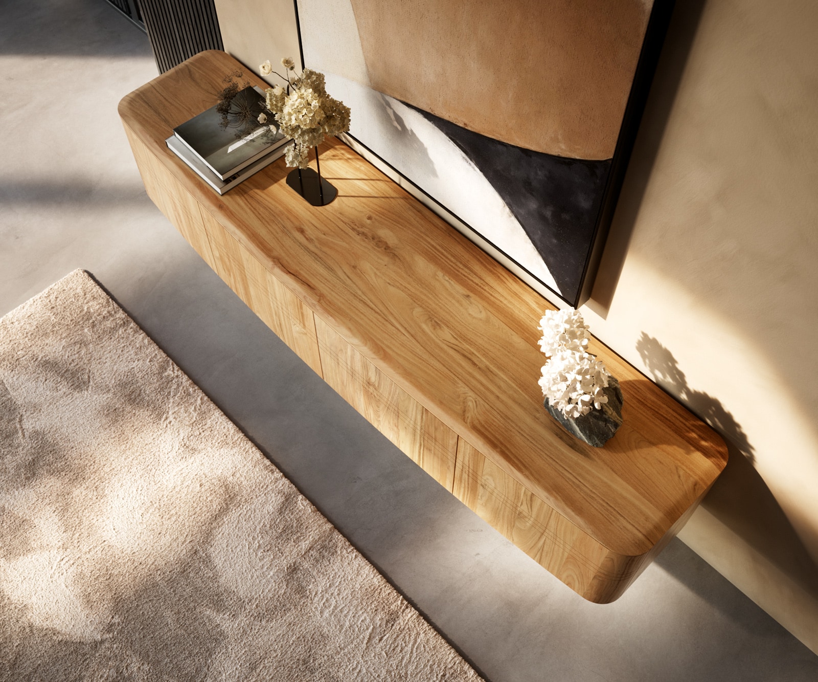 ТВ шкаф Nagaru 220 см акация Aura 4 вратички плаващи 4