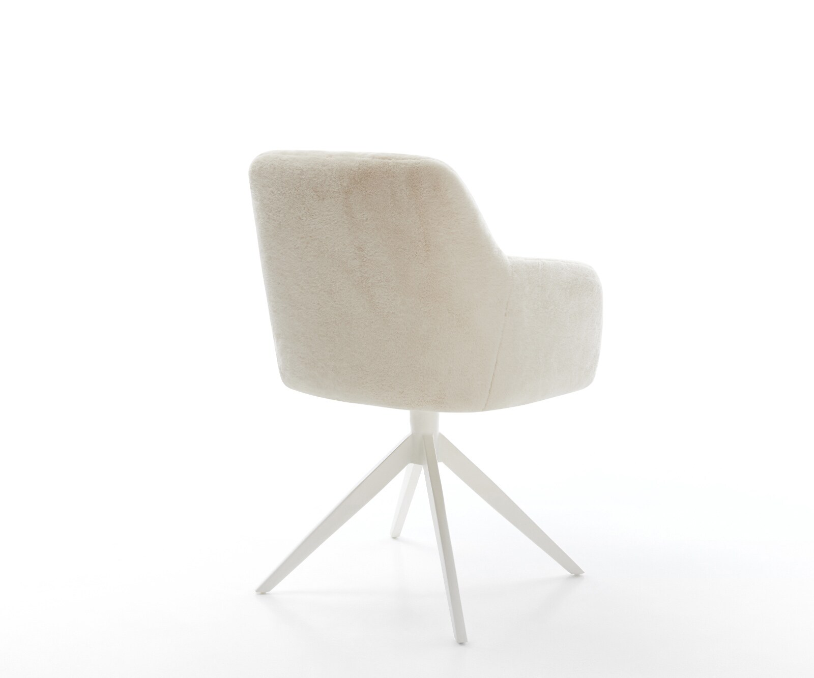 Въртящ се стол Greg-Flex плюш кремаво-бял Кръстосана рамка широка бяла 360° въртене Люлееща се функция Ядро от джобни пружини 4