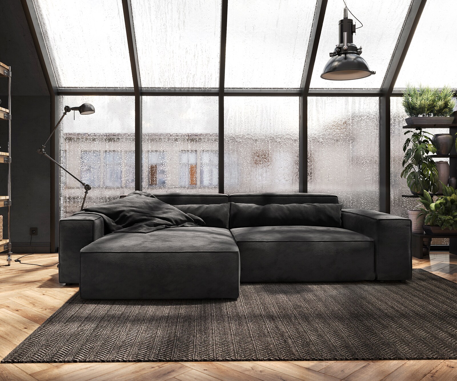 Ъглов диван XL 270x170 cm Микрофибър Черен Варианти лежанка Sirpio 1 Ъглов диван XL 270x170 cm Микрофибър Черен Варианти лежанка Sirpio 1