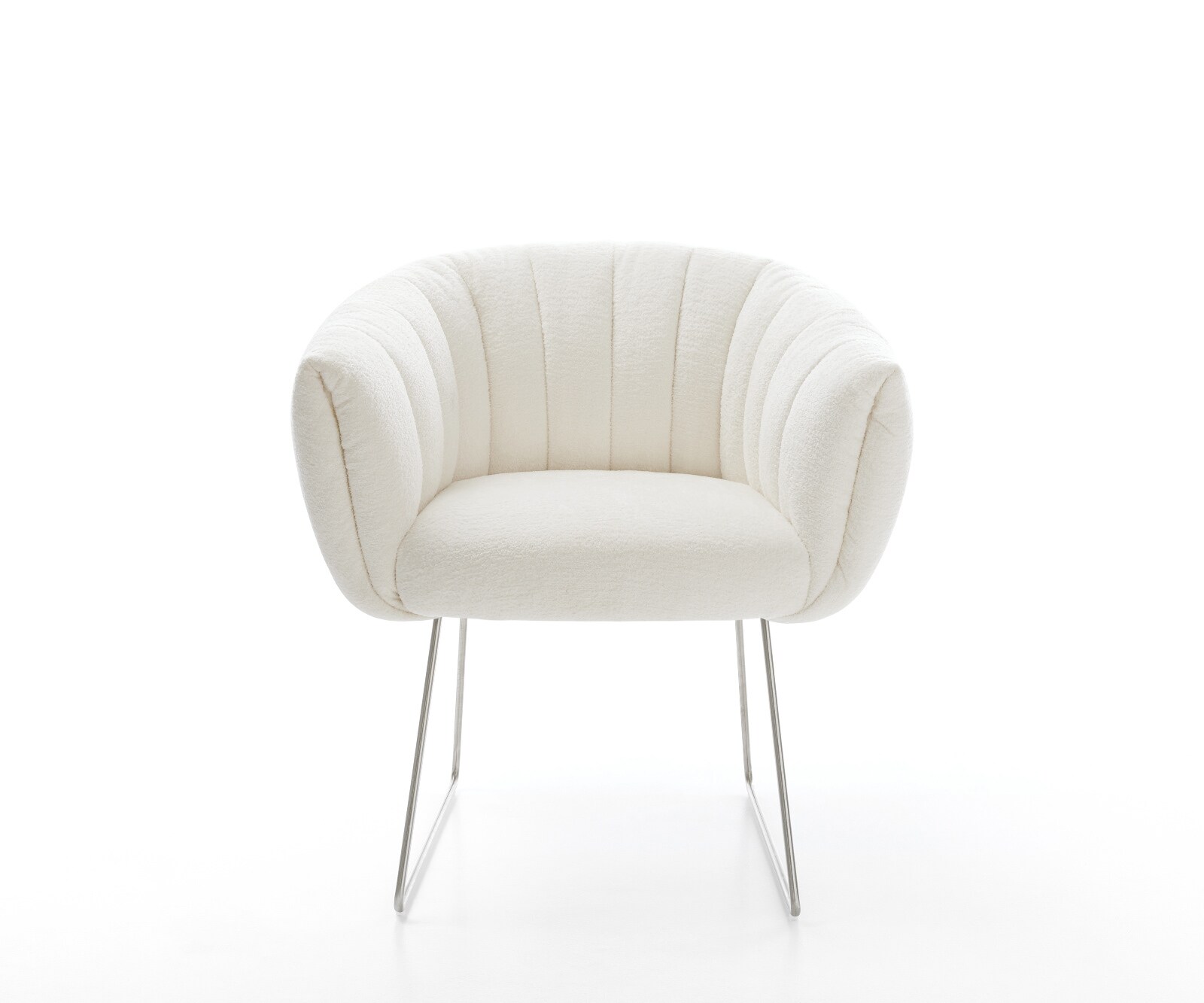 Трапезен стол Jada-Flex Букле, Soft Beige Основа от неръждаема стомана с джобни пружини 1