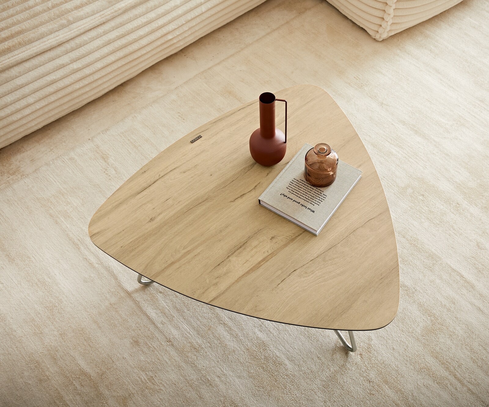 Холна маса 88x85 cm Керамика Laminam® Sabbia Дъбов цвят Метални огънати крака, кръгли Неръждаема стомана Ekrem 4