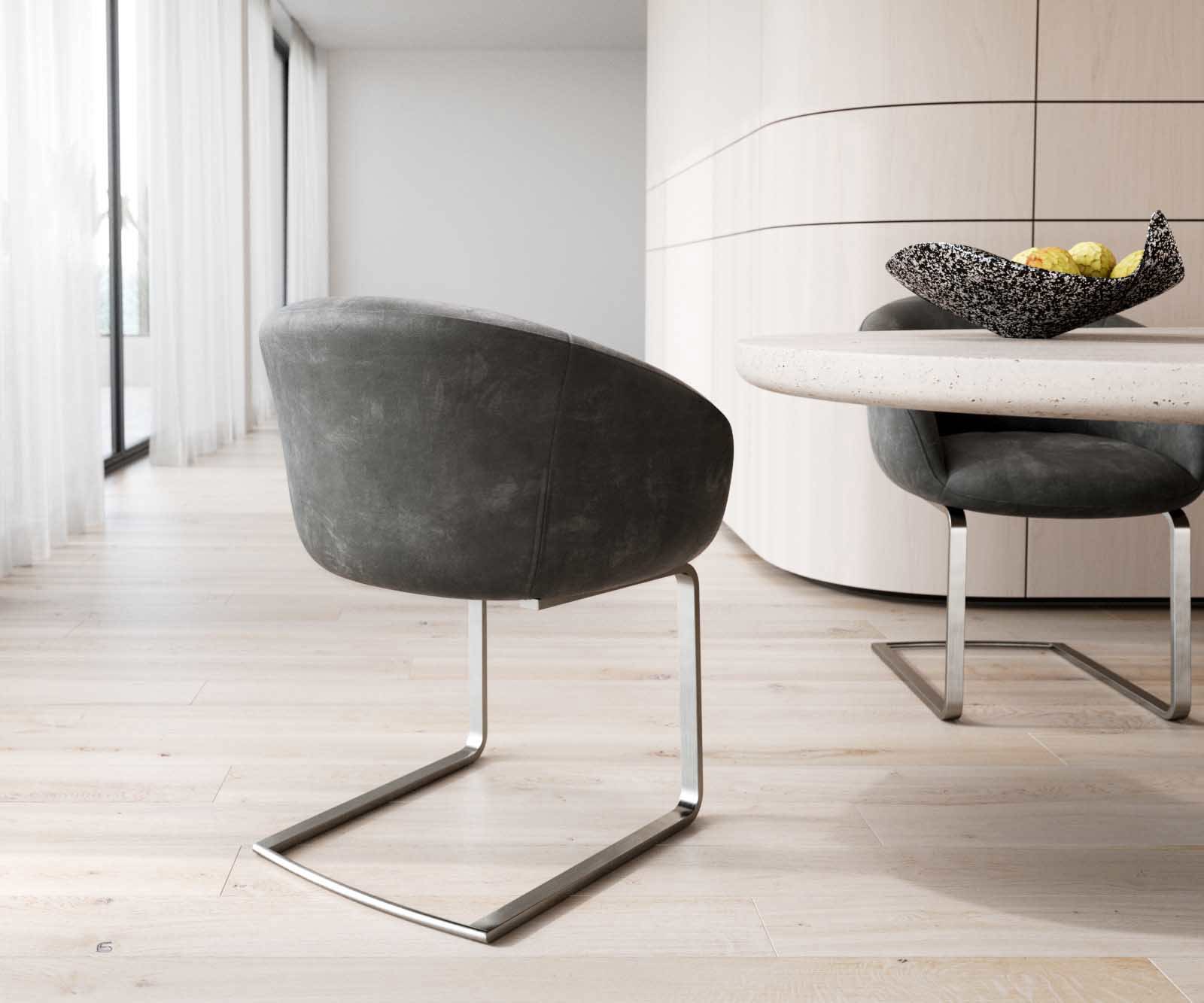 Люлеещ стол с подлакътници Антрацит Винтидж Конзолен крак плосък Неръждаема стомана Покет пружина Vinka-Flex 4 Люлеещ стол с подлакътници Антрацит Винтидж Конзолен крак плосък Неръждаема стомана Покет пружина Vinka-Flex 4