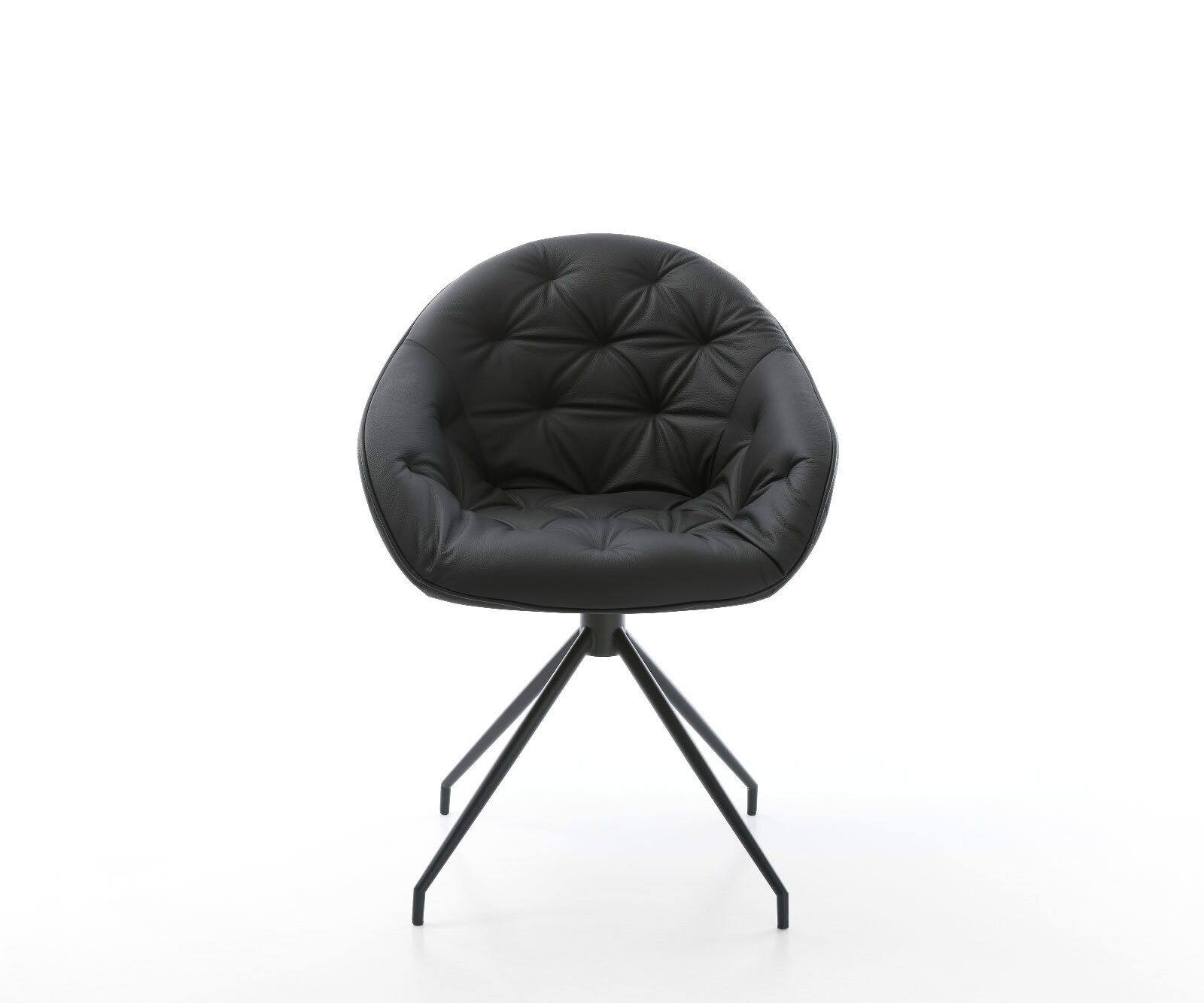 Врътящ се стол Естествена кожа Черен Конус крак кръгъл Черен 180° въртящ се Gaio-Flex 2