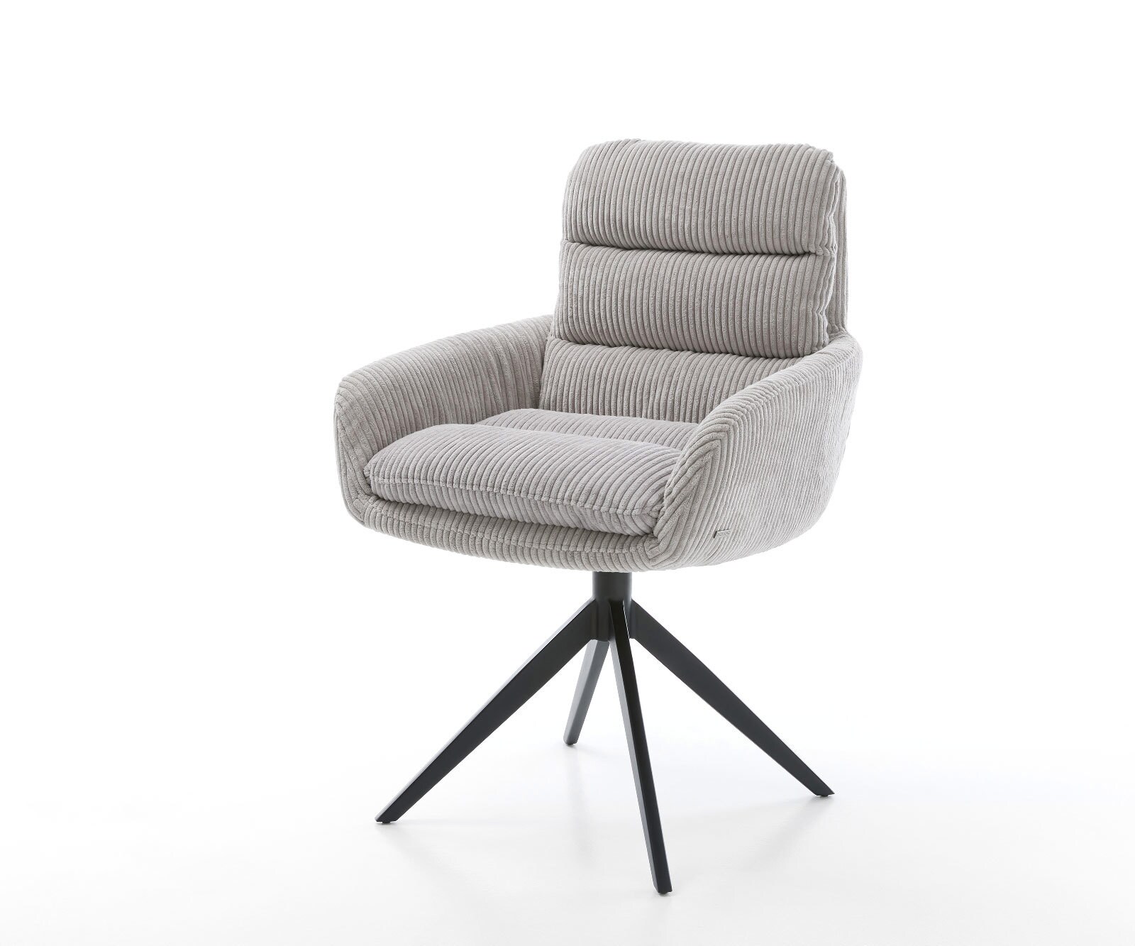 Въртящ се стол Abelia-Flex с подлакътници Шнур сребристо-сив Кръстосана рамка широка черна 360° въртене Функция люлеене