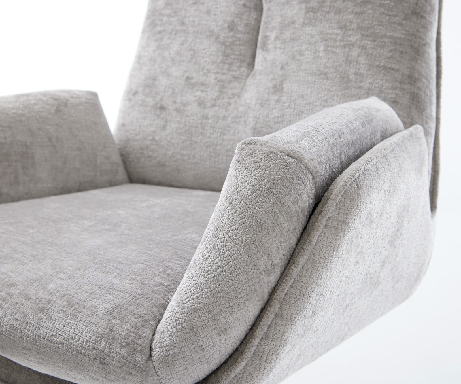 Въртящ се стол Clea-Flex шенил сребристо-сива основа неръждаема стомана 360° въртяща се люлееща се функция 3