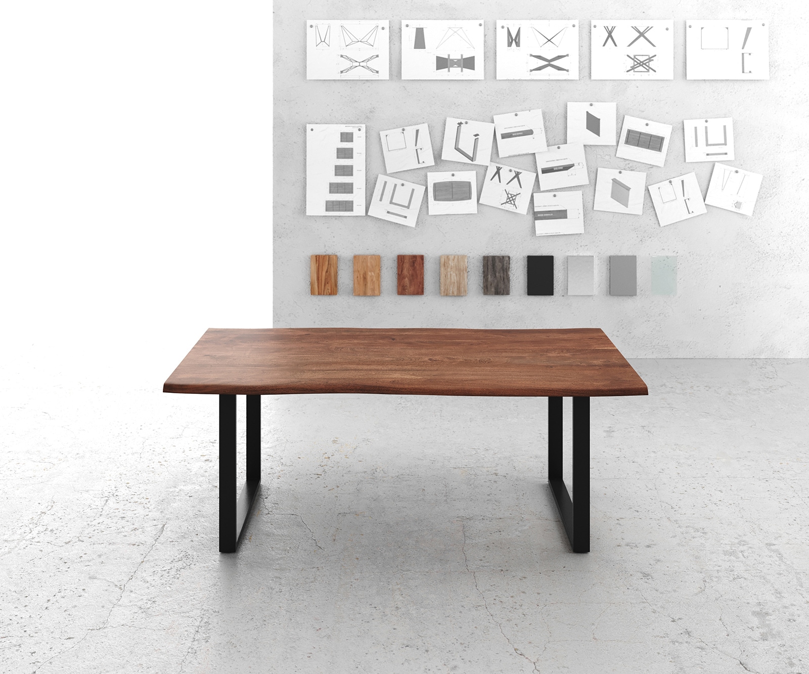 Маса 200x100 Акация Кафяв Метал Черен Edge 1 Маса 200x100 Акация Кафяв Метал Черен Edge 1