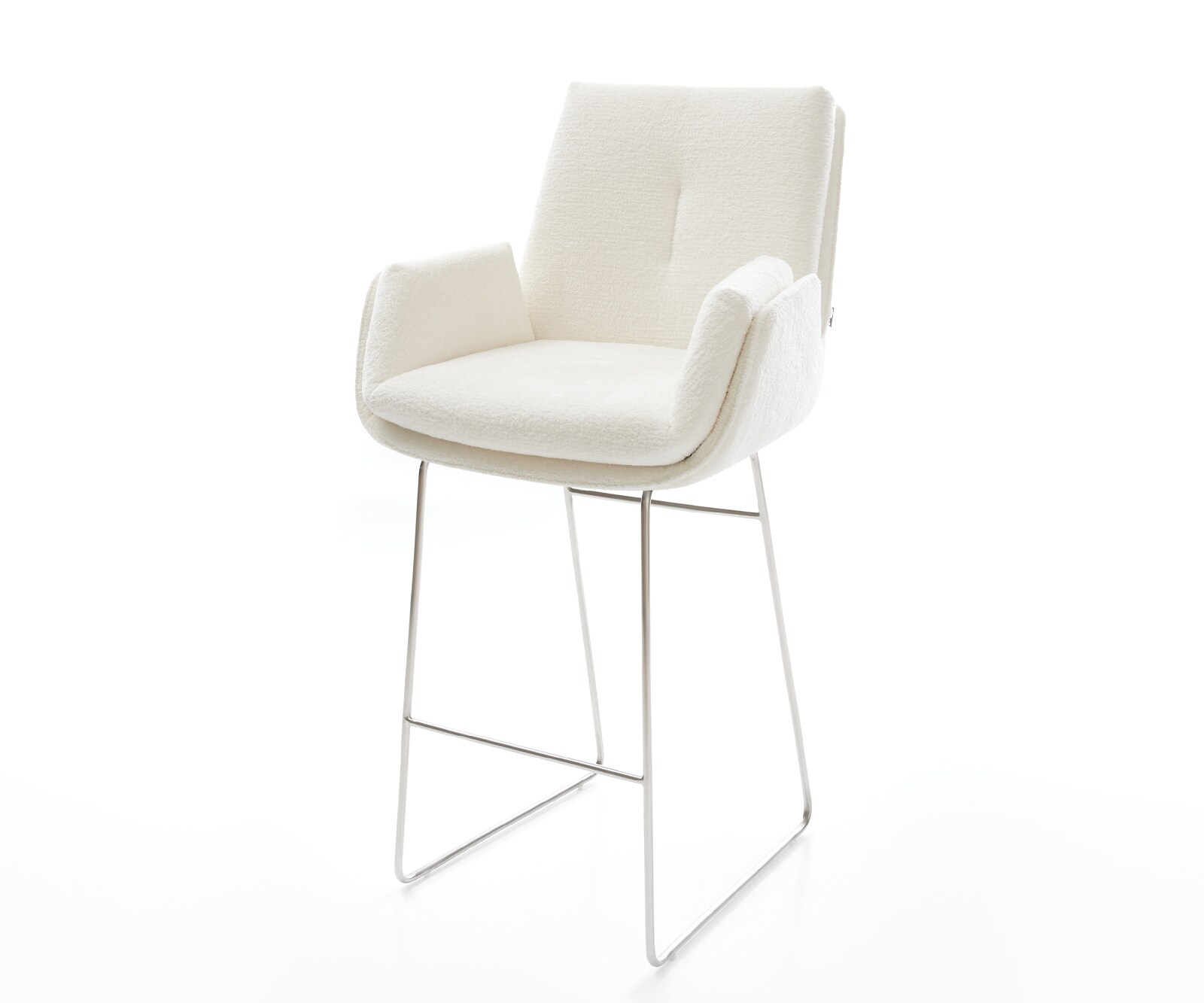 Бар стол Clea-Flex, Букле Светлобежово, Основа шейна от неръждаема стомана в сребрист цвят 1