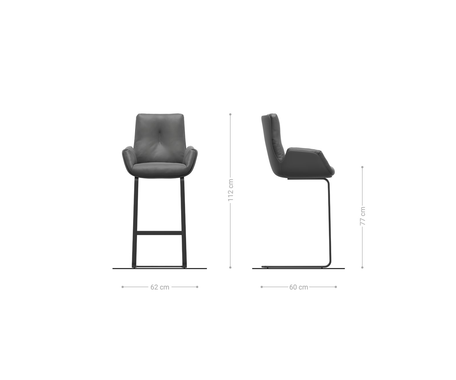 Бар стол Clea-Flex, Букле Светлобежово, плоска, метална, черна основа 6