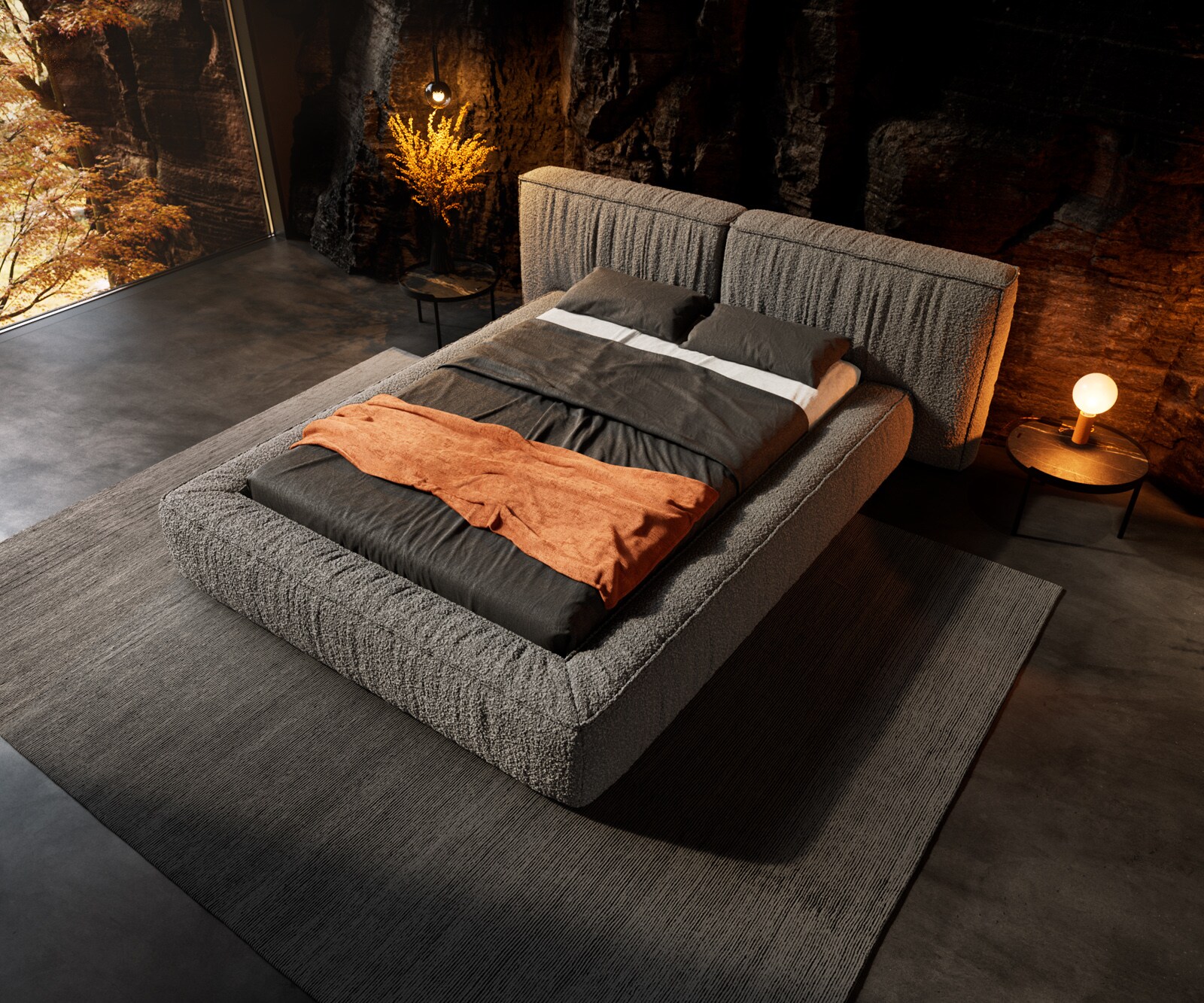 Тапицирано легло Coperti 140x200 cm Bouclé сребристо сиво 3