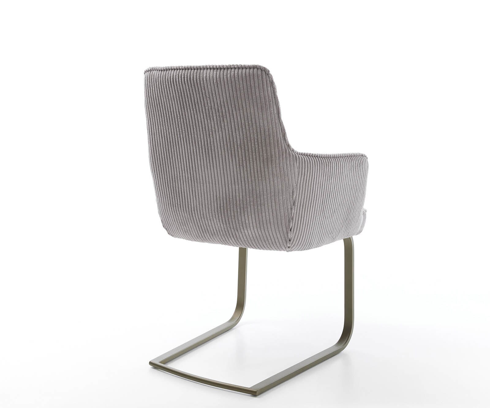 Люлеещ стол с подлакътници Корд Сребристо сив Конзолен крак плосък  Титан Покет пружина Heira-Flex 5