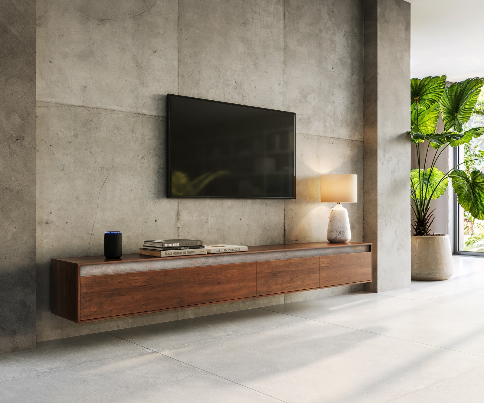 ТВ шкаф 240 cm Акация Кафяв каменен фурнир 4 Врати висящ Stonegrace ТВ шкаф 240 cm Акация Кафяв каменен фурнир 4 Врати висящ Stonegrace