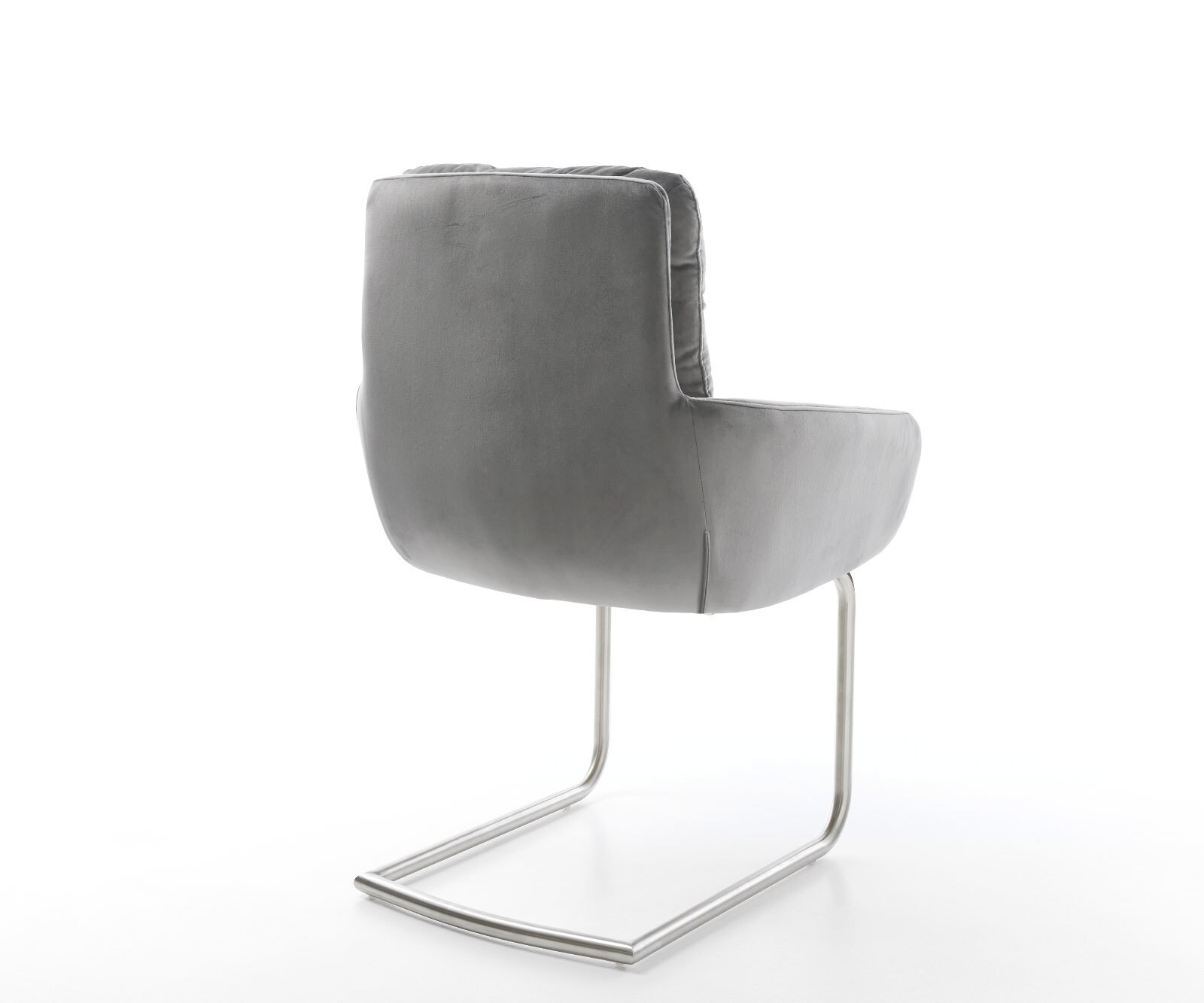 Люлеещ стол с подлакътници Кадифе Сив Конзолен крак кръгъл Неръждаема стомана Abelia-Flex 5